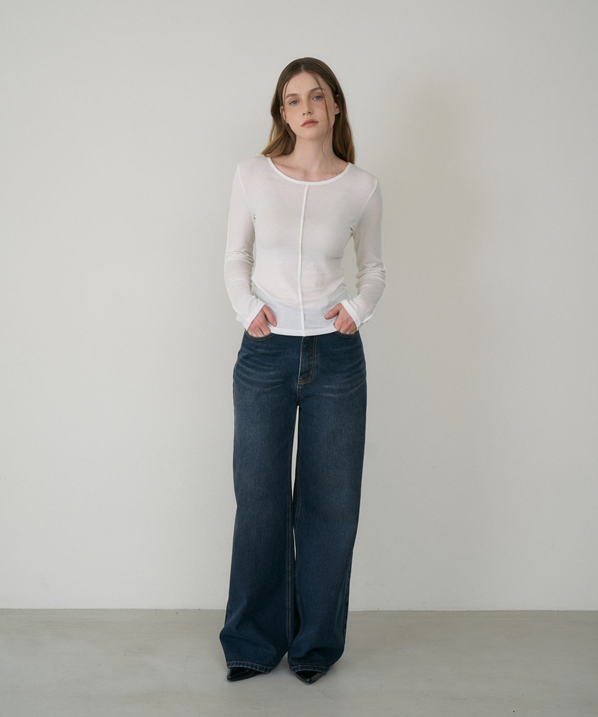 드헤베(DEHEVE) Soft Layer Slim Long Sleeve [Ivory]