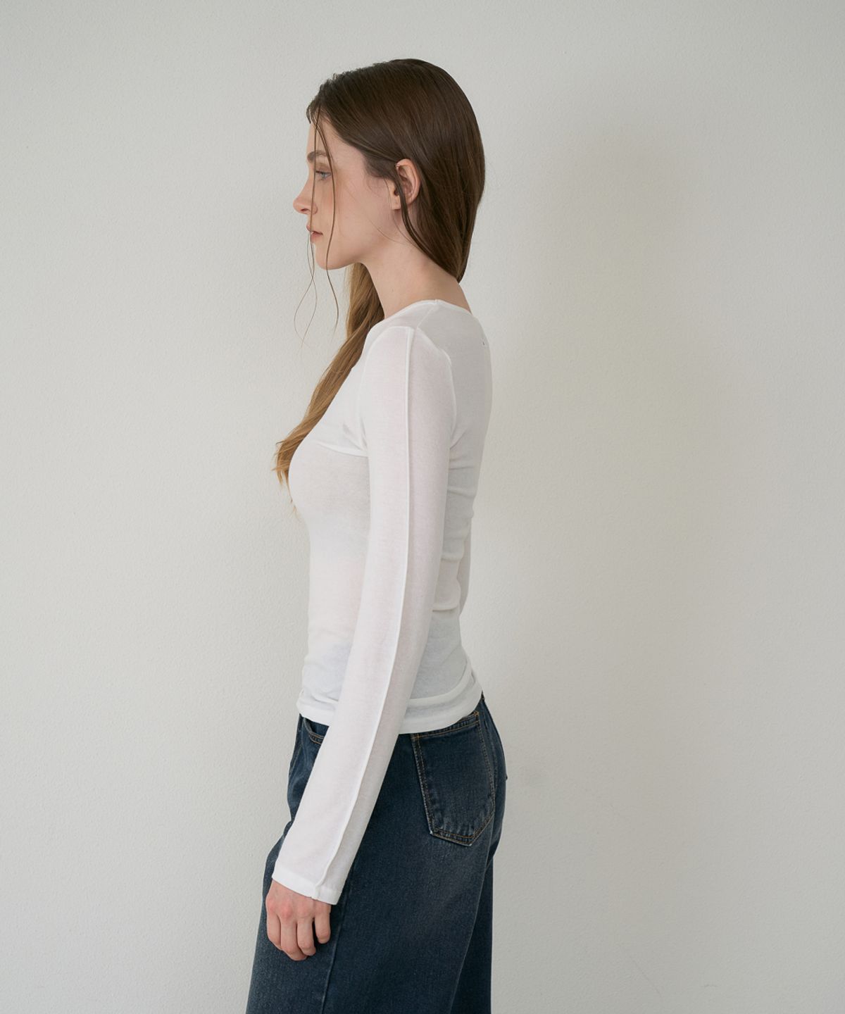 드헤베(DEHEVE) Soft Layer Slim Long Sleeve [Ivory]