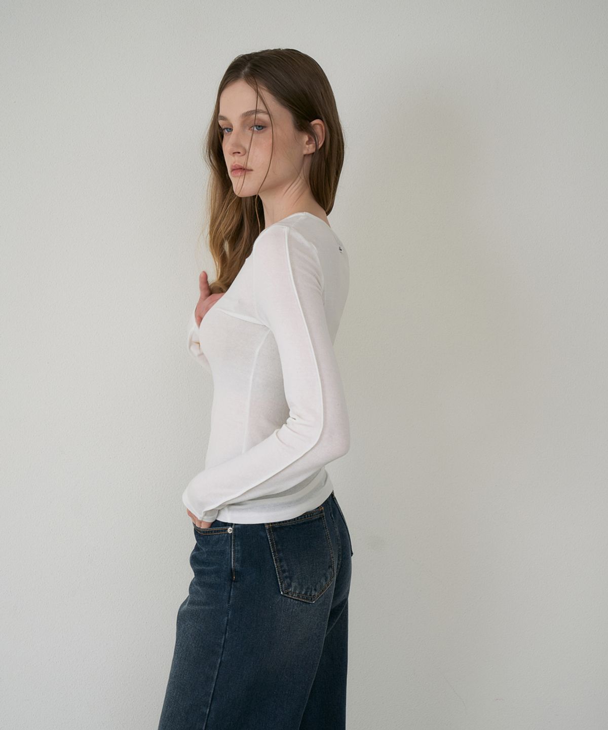 드헤베(DEHEVE) Soft Layer Slim Long Sleeve [Ivory]