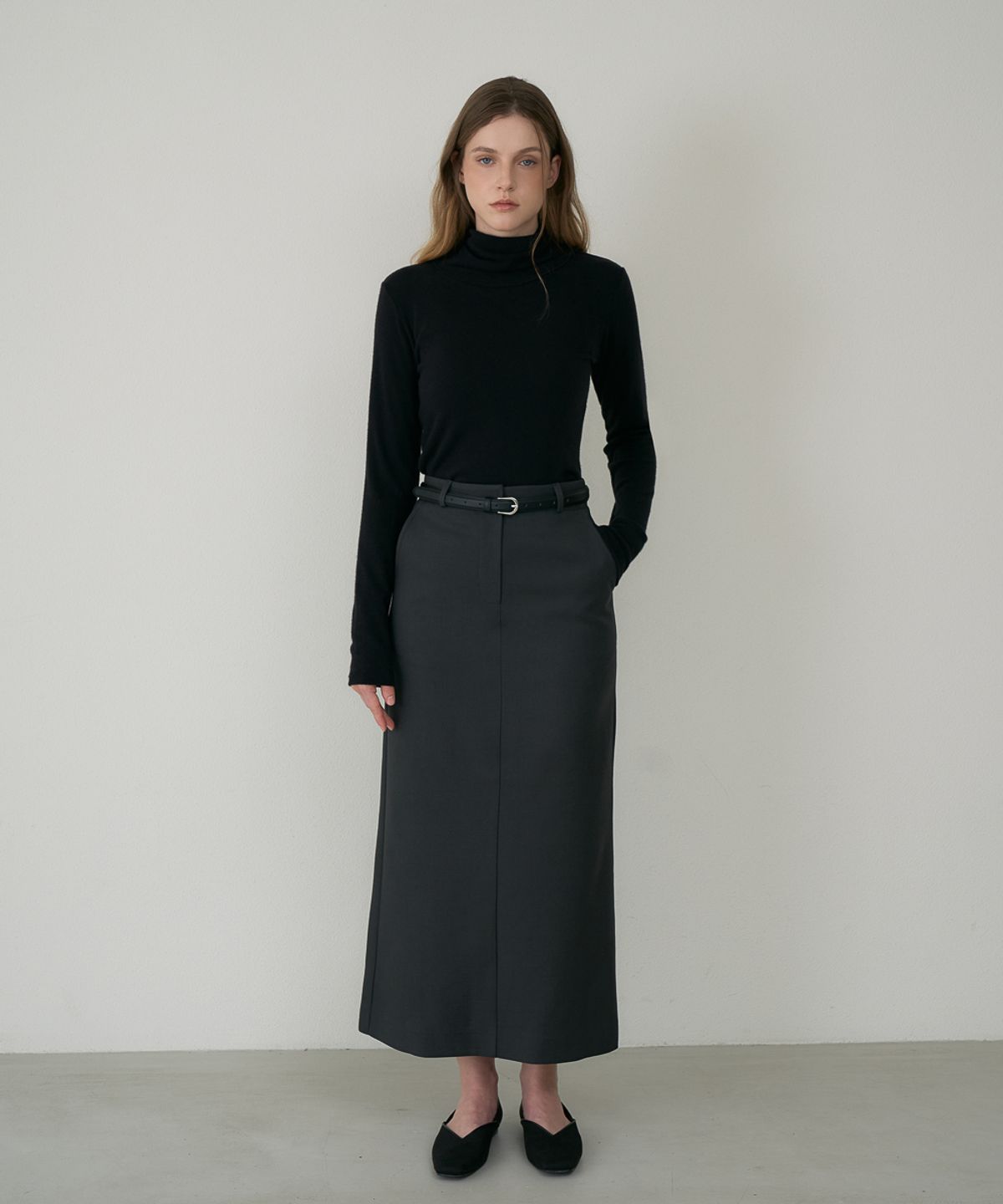 드헤베(DEHEVE) Drape Scarf Long Sleeve [Black]