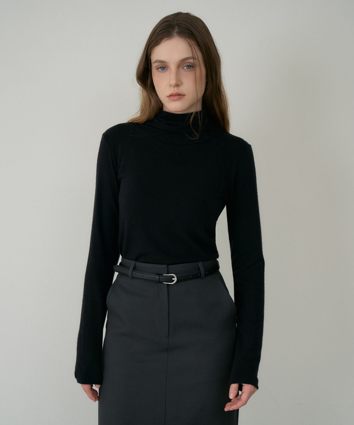 드헤베(DEHEVE) Drape Scarf Long Sleeve [Black]