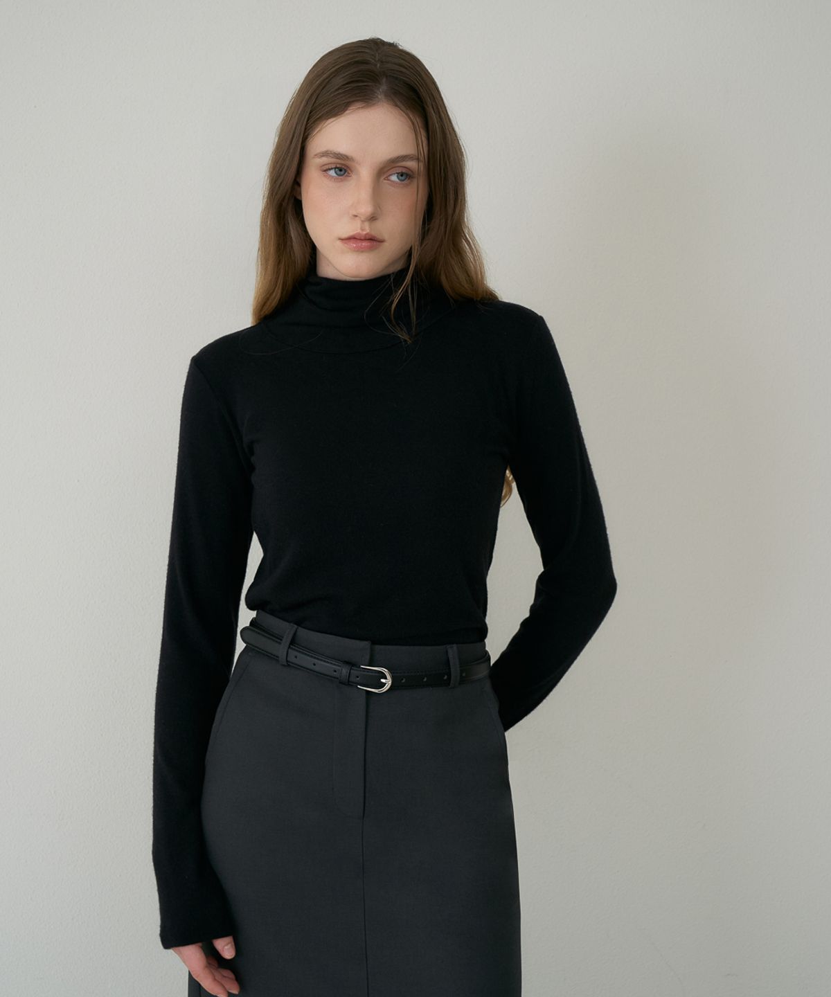 드헤베(DEHEVE) Drape Scarf Long Sleeve [Black]