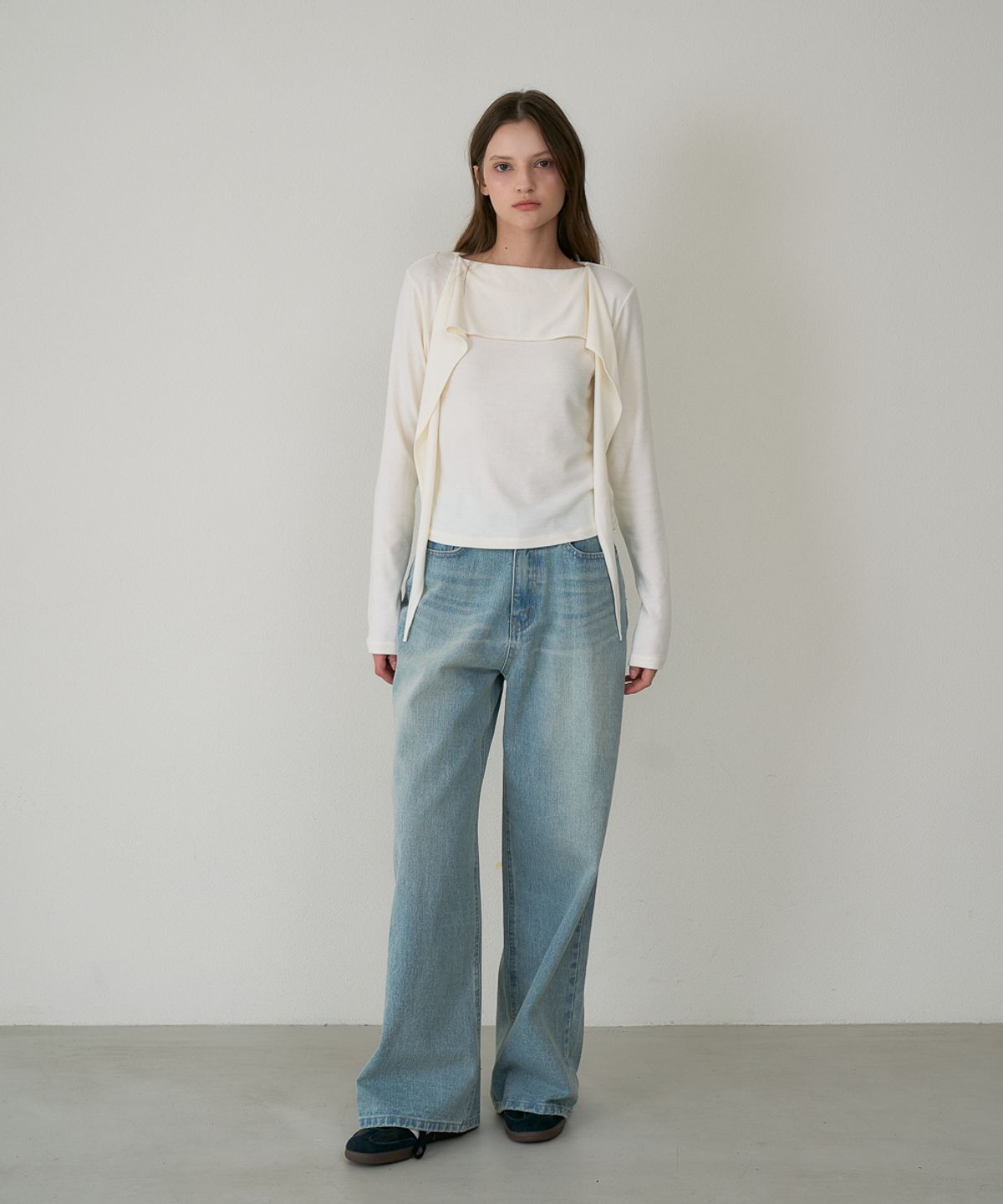드헤베(DEHEVE) Drape Scarf Long Sleeve [Ivory]