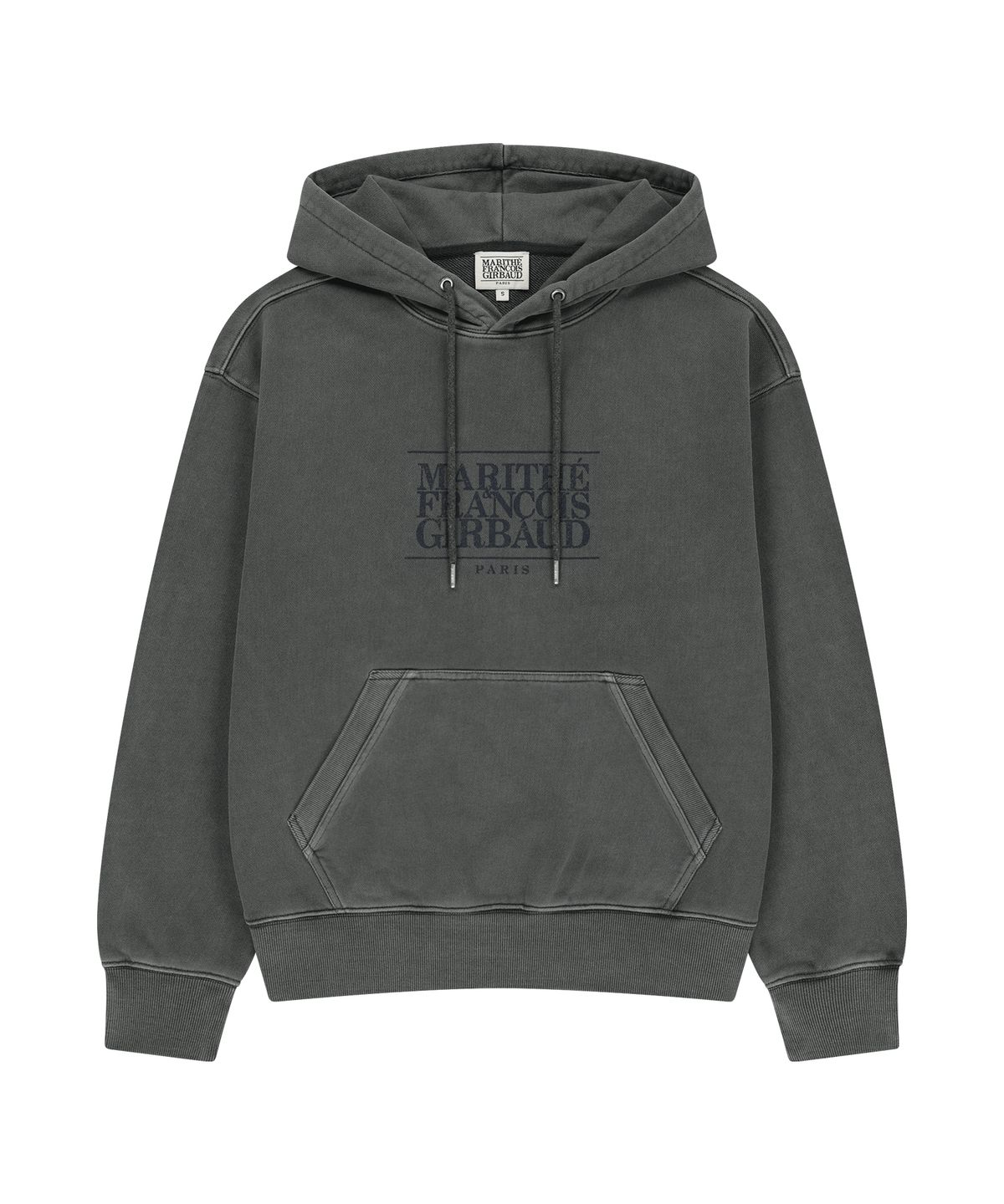 마리떼 프랑소와 저버(MARITHÉ + FRANҪOIS GIRBAUD) CRACK CLASSIC LOGO DYEING OVERSIZED HOODIE charcoal