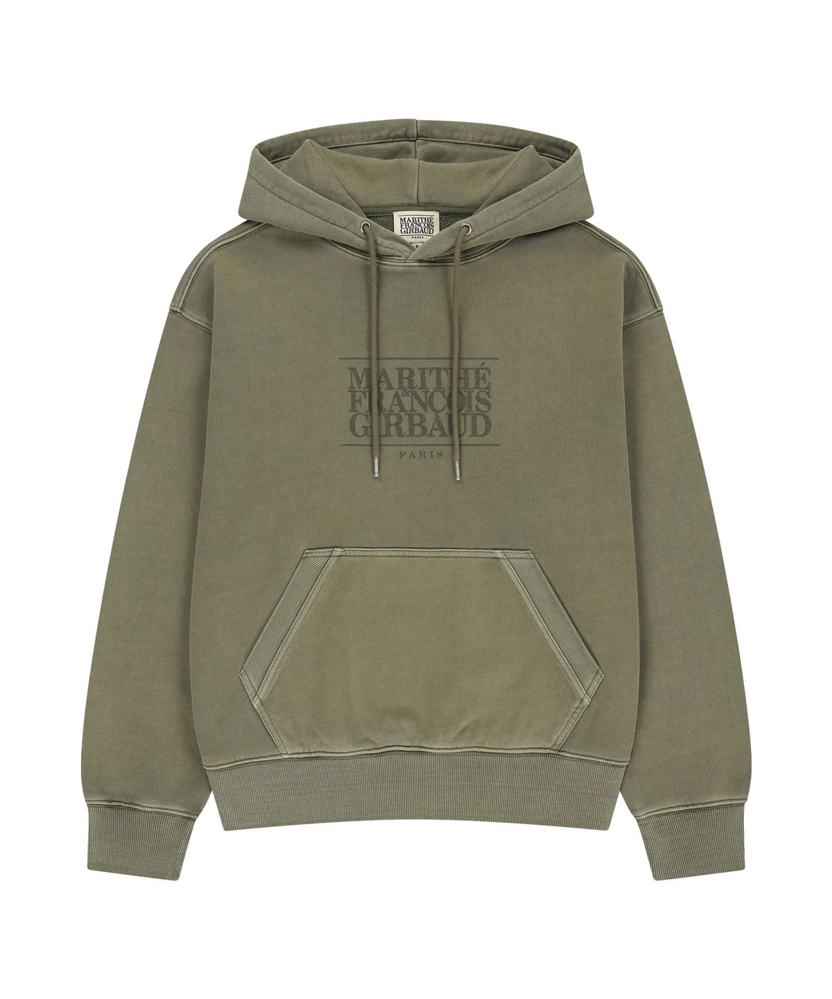 마리떼 프랑소와 저버(MARITHÉ + FRANҪOIS GIRBAUD) CRACK CLASSIC LOGO DYEING OVERSIZED HOODIE khaki