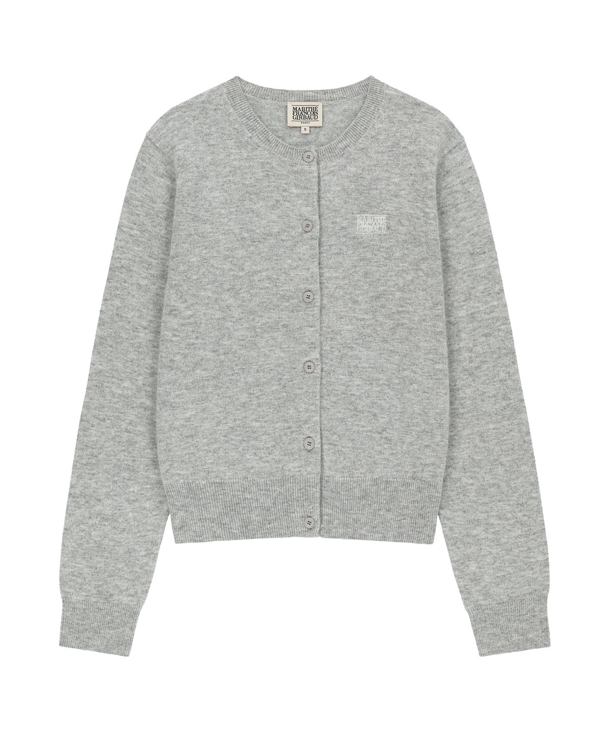 마리떼 프랑소와 저버(MARITHÉ + FRANҪOIS GIRBAUD) W SMALL CLASSIC LOGO ROUND NECK CARDIGAN SET UP melange gray