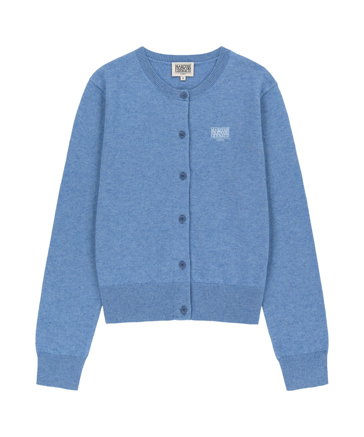 마리떼 프랑소와 저버(MARITHÉ + FRANҪOIS GIRBAUD) W SMALL CLASSIC LOGO ROUND NECK CARDIGAN SET UP blue