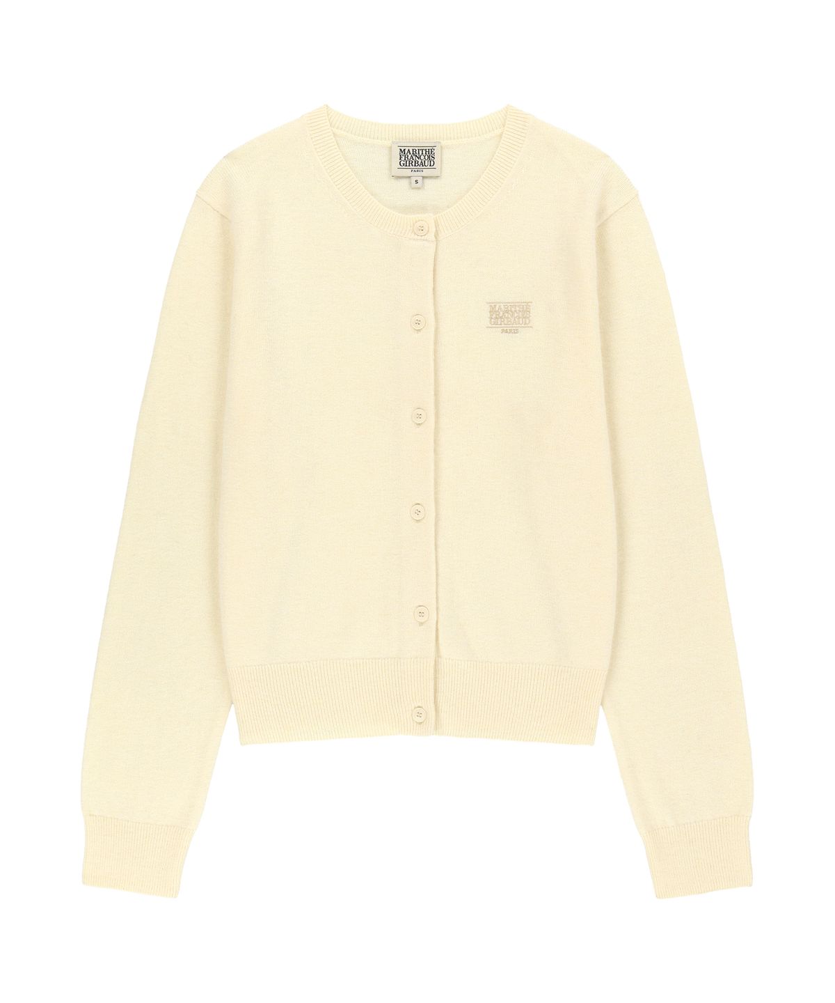 마리떼 프랑소와 저버(MARITHÉ + FRANҪOIS GIRBAUD) W SMALL CLASSIC LOGO ROUND NECK CARDIGAN SET UP ivory