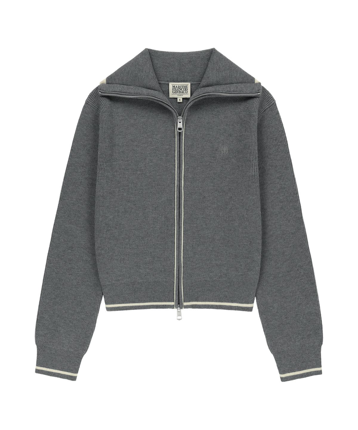 마리떼 프랑소와 저버(MARITHÉ + FRANҪOIS GIRBAUD) W BIG COLLAR CROP ZIP-UP CARDIGAN melange gray