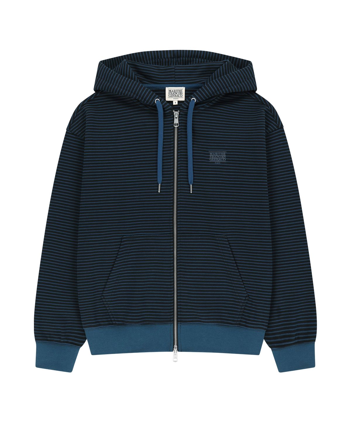 마리떼 프랑소와 저버(MARITHÉ + FRANҪOIS GIRBAUD) SMALL CLASSIC LOGO STRIPE OVERSIZED HOODIE ZIPUP dark blue