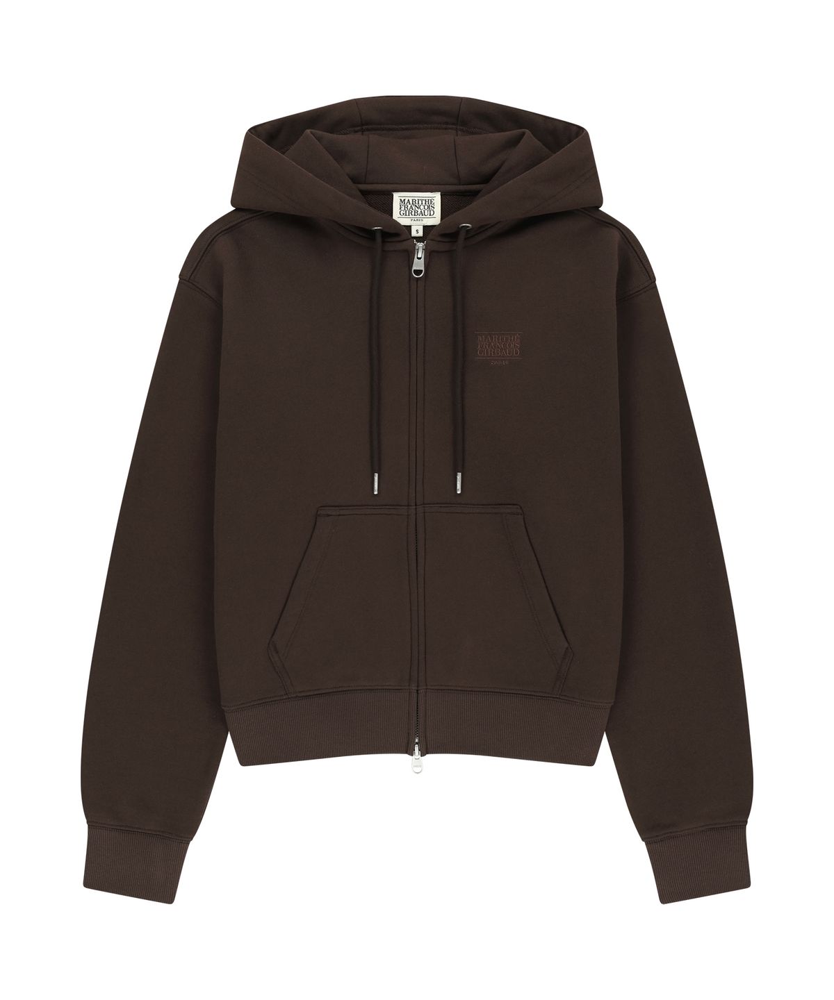 마리떼 프랑소와 저버(MARITHÉ + FRANҪOIS GIRBAUD) W SMALL CLASSIC LOGO HOODIE ZIPUP brown