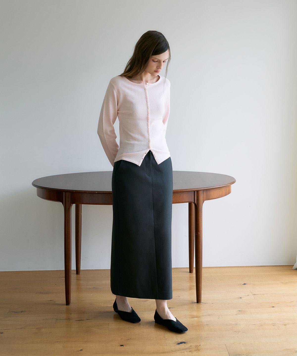 드헤베(DEHEVE) Slim Button Cardigan [Pink]