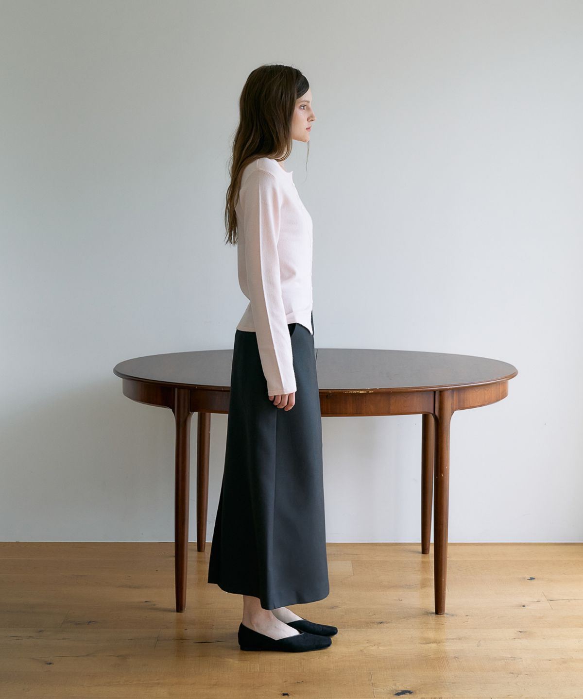 드헤베(DEHEVE) Slim Button Cardigan [Pink]