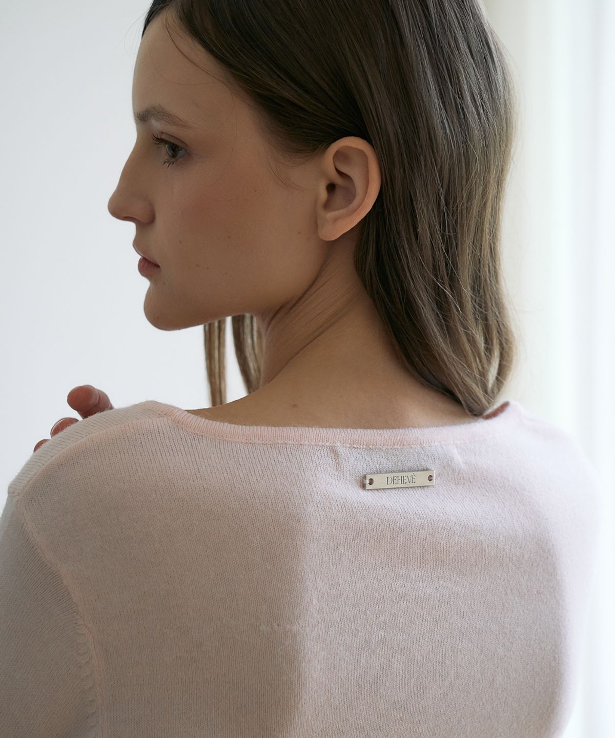 드헤베(DEHEVE) Slim Button Cardigan [Pink]