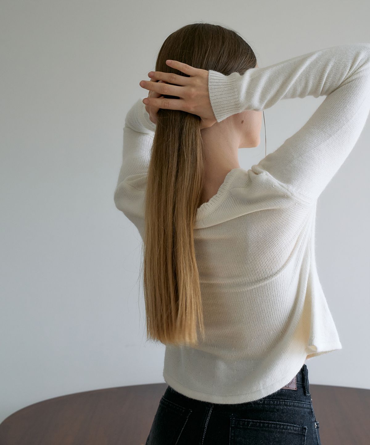 드헤베(DEHEVE) Wool Flare Frill Cardigan [Ivory]