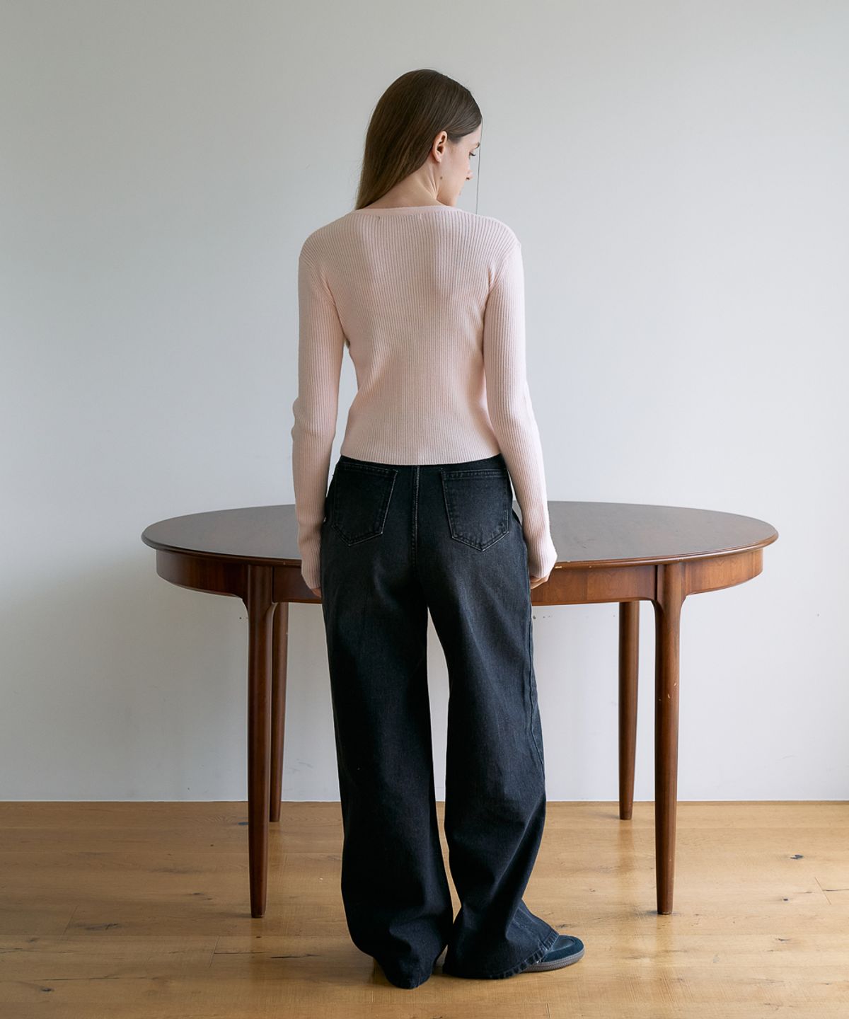 드헤베(DEHEVE) Slim Rib Cardigan [Pink]