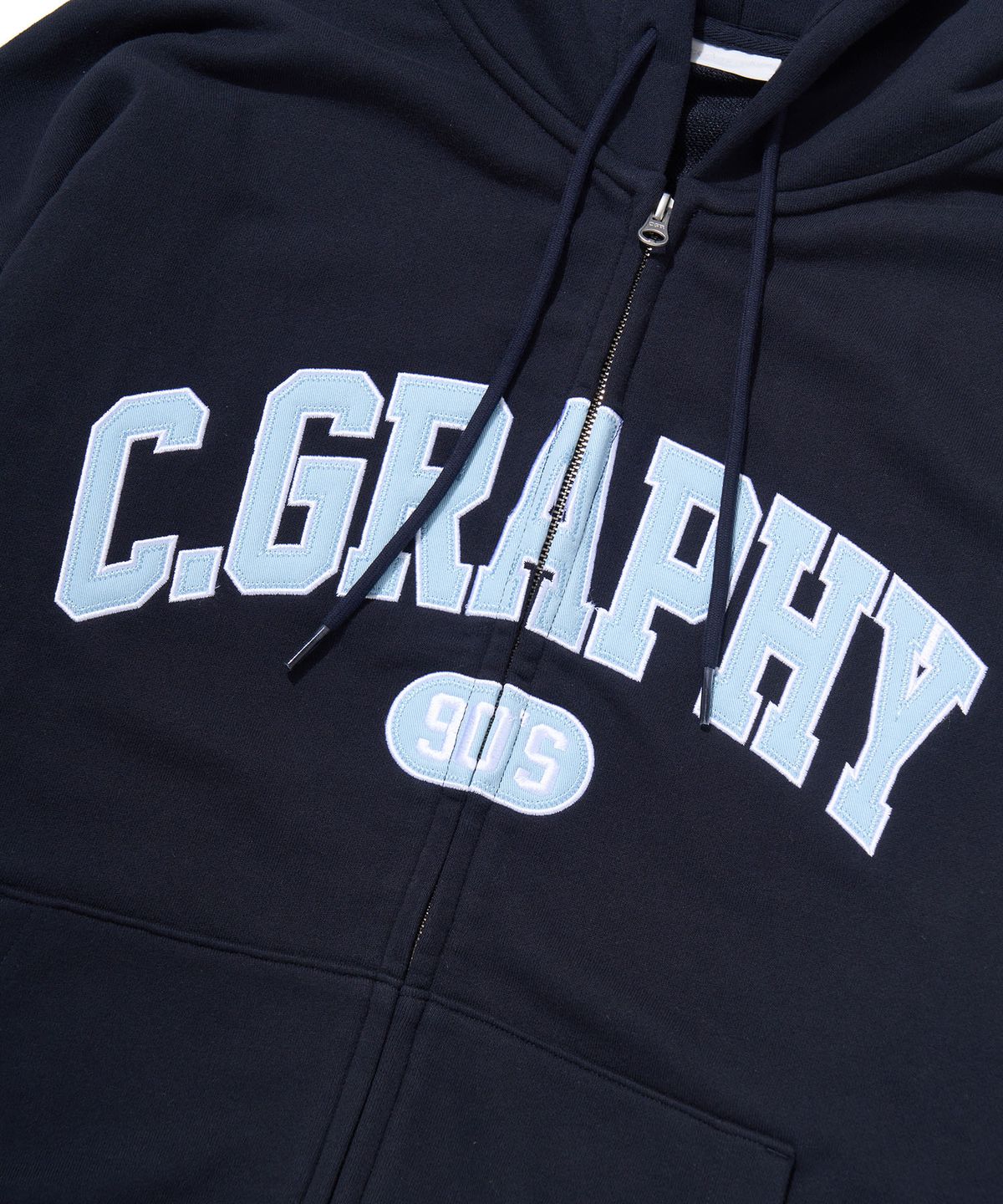 코드그라피(CGP) C.GRAPHY 아치 로고 후드 집업-다크 네이비