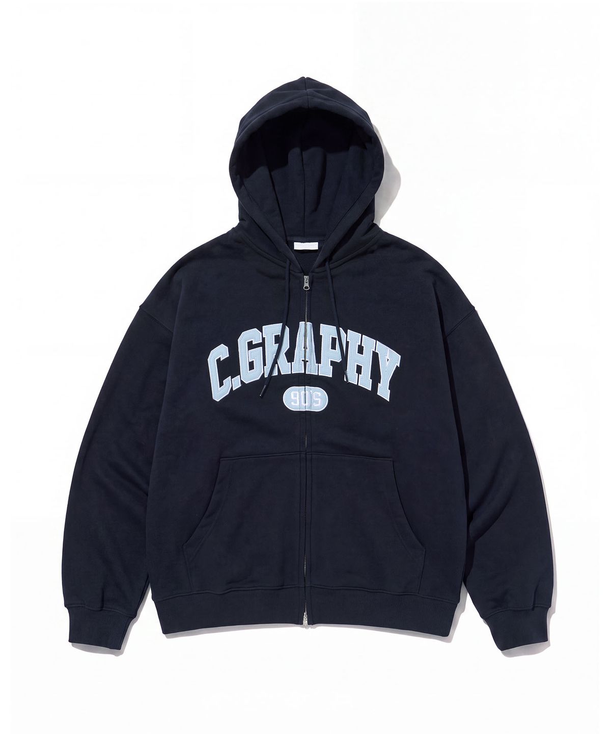 코드그라피(CGP) C.GRAPHY 아치 로고 후드 집업-다크 네이비