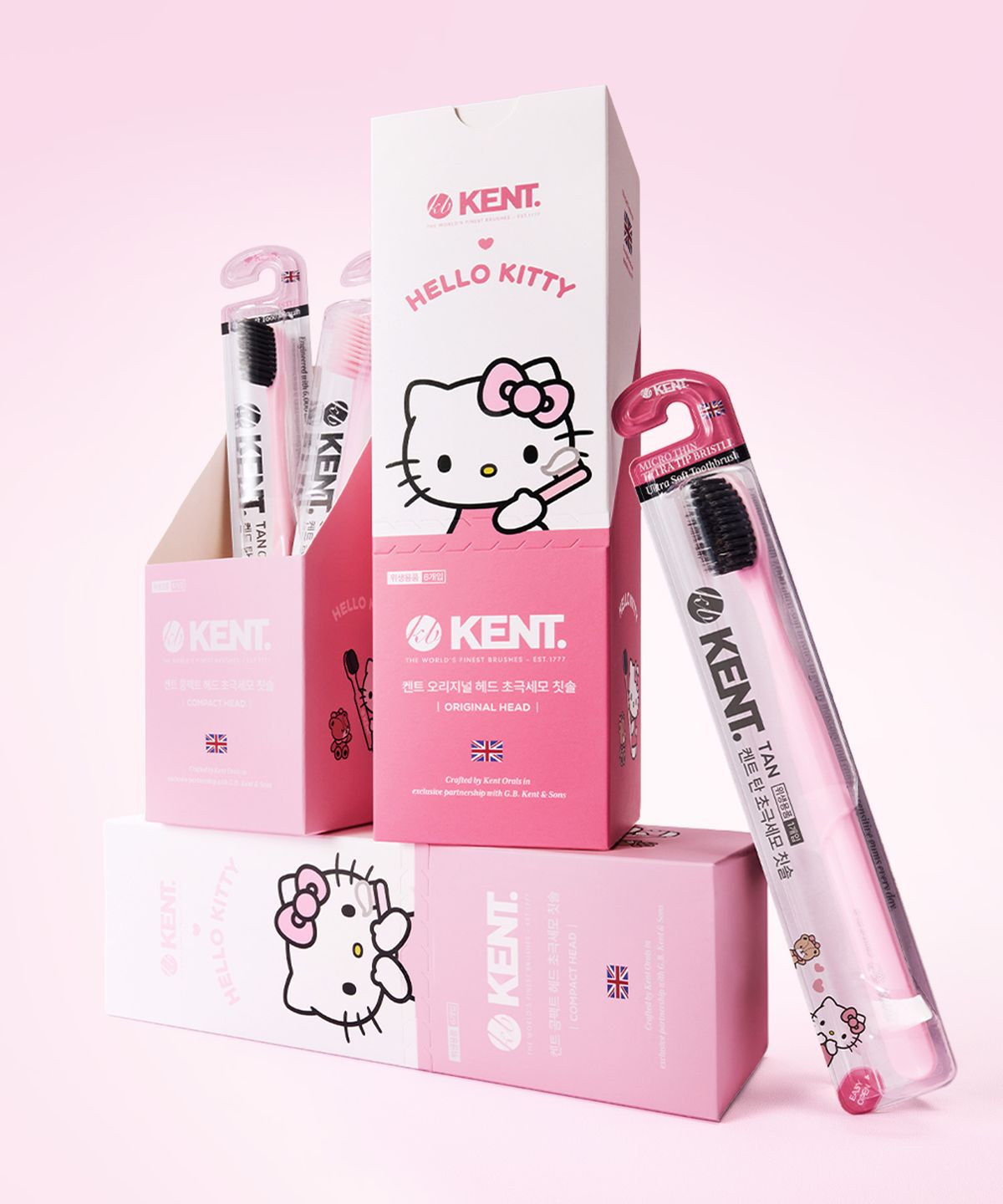 켄트(KENT) 켄트x헬로키티 콤팩트 헤드 초극세모 칫솔 6P (콤팩트3P+탄콤팩트3P)
