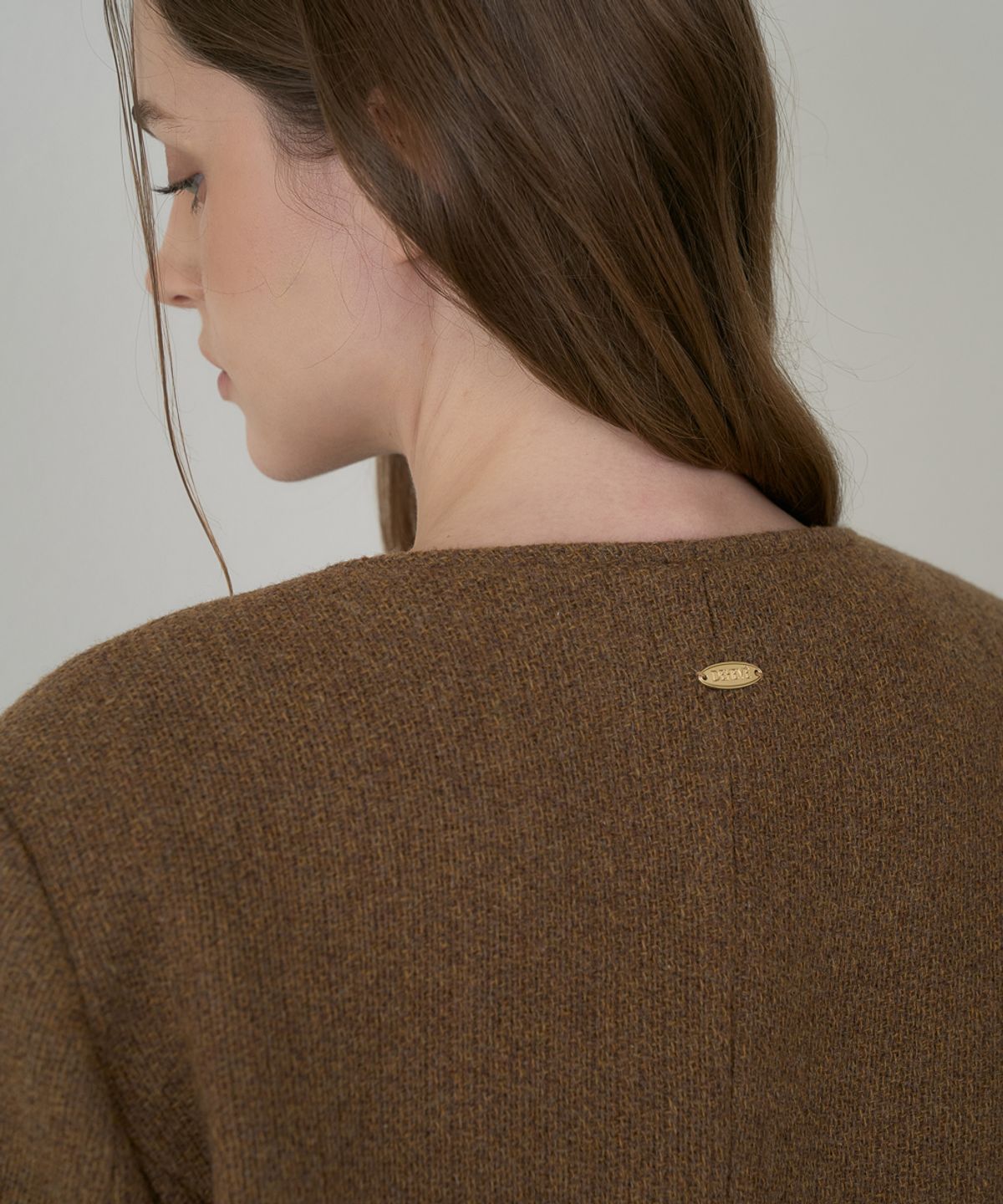 드헤베(DEHEVE) Classic Wool Collarless Jacket [Brown]