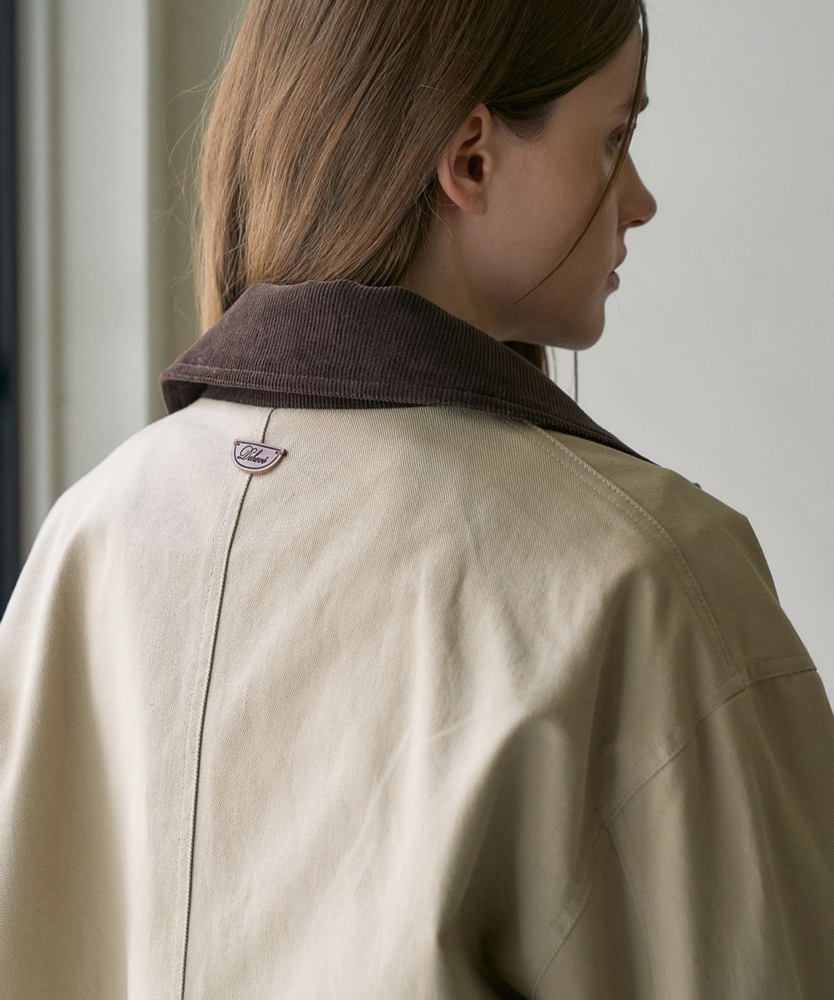 드헤베(DEHEVE) Check Sleeve Work Jacket [Beige]