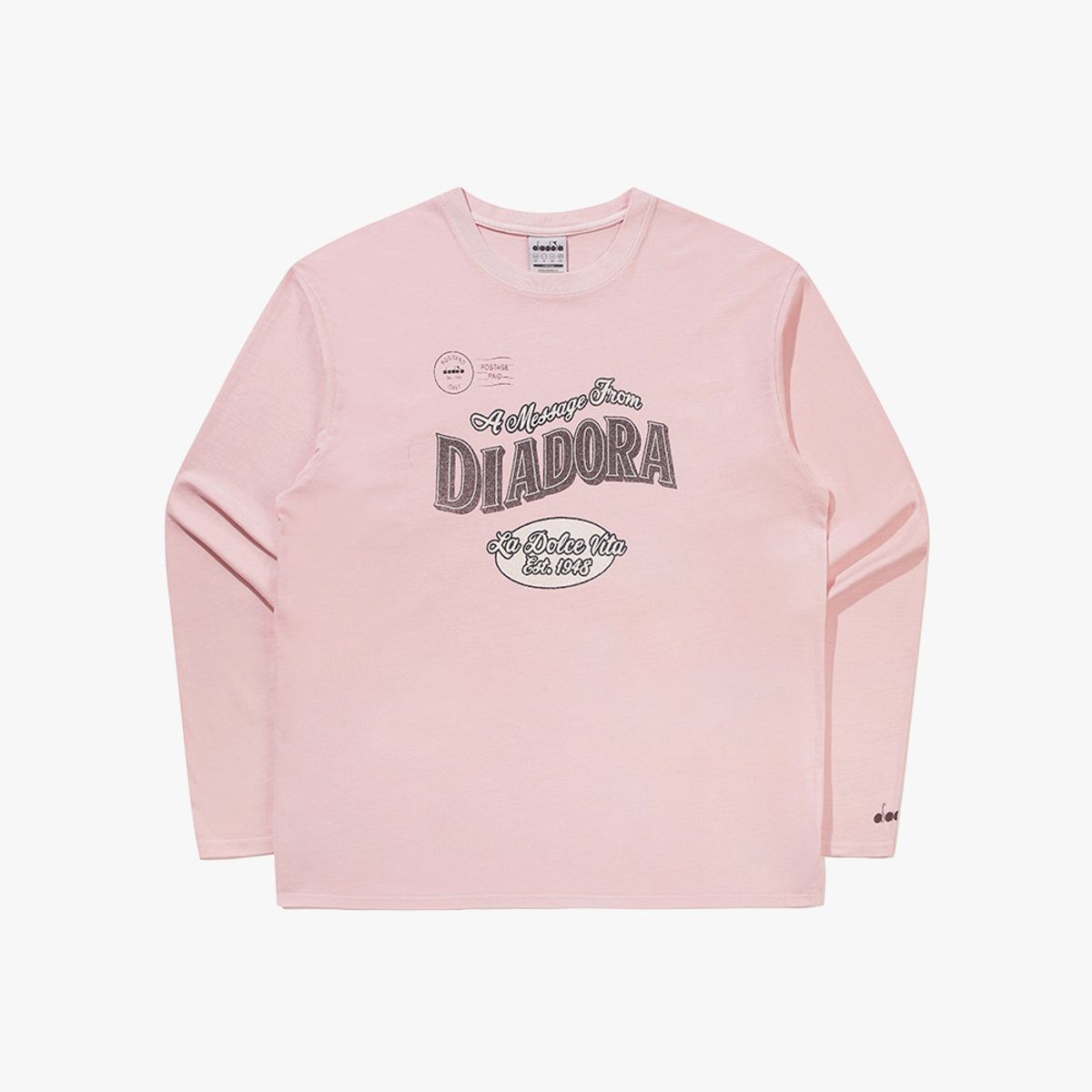 디아도라(diadora) 그래픽 피그먼트 다잉 긴팔 티셔츠 PINK