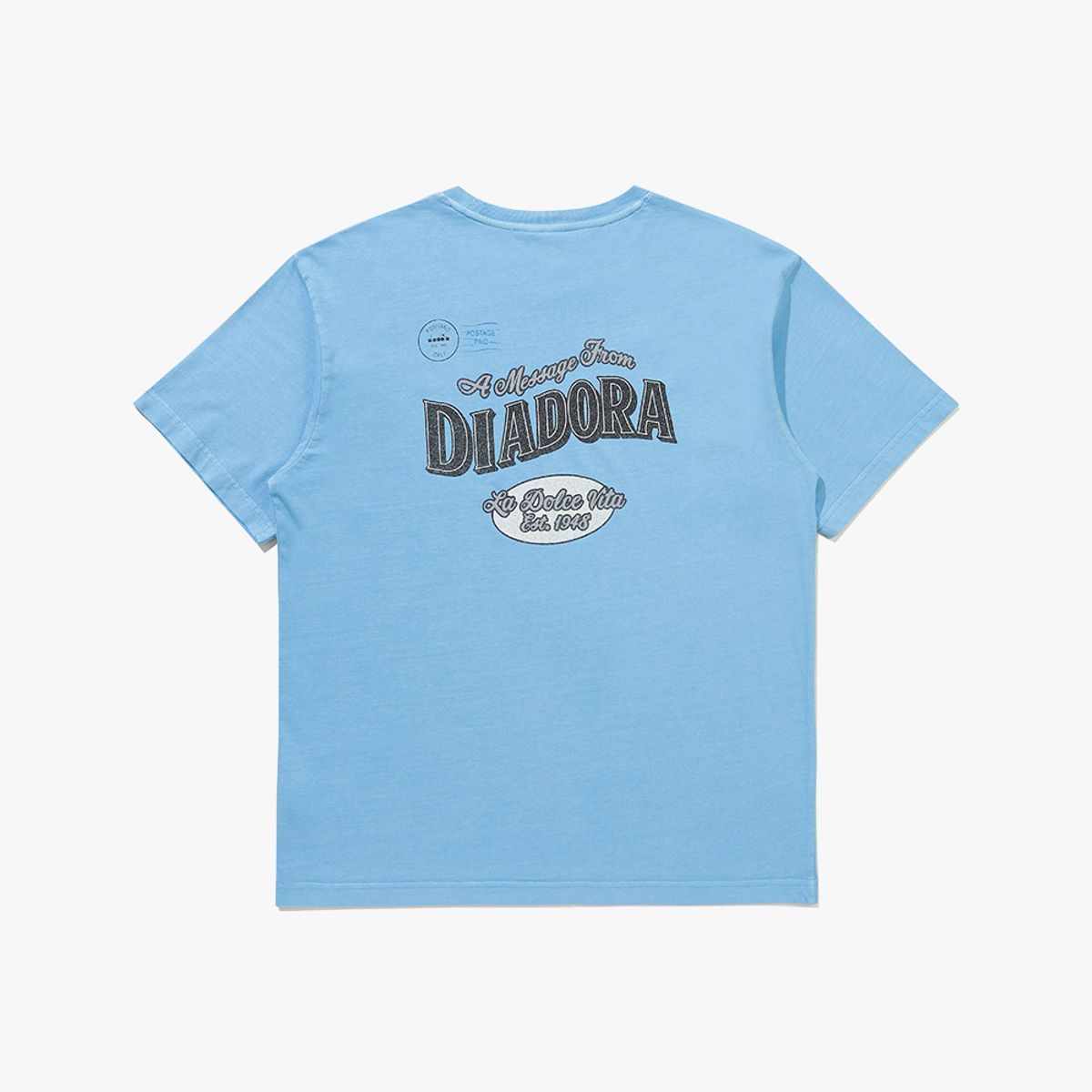 디아도라(diadora) 그래픽 피그먼트 다잉 반팔 티셔츠 BLUE