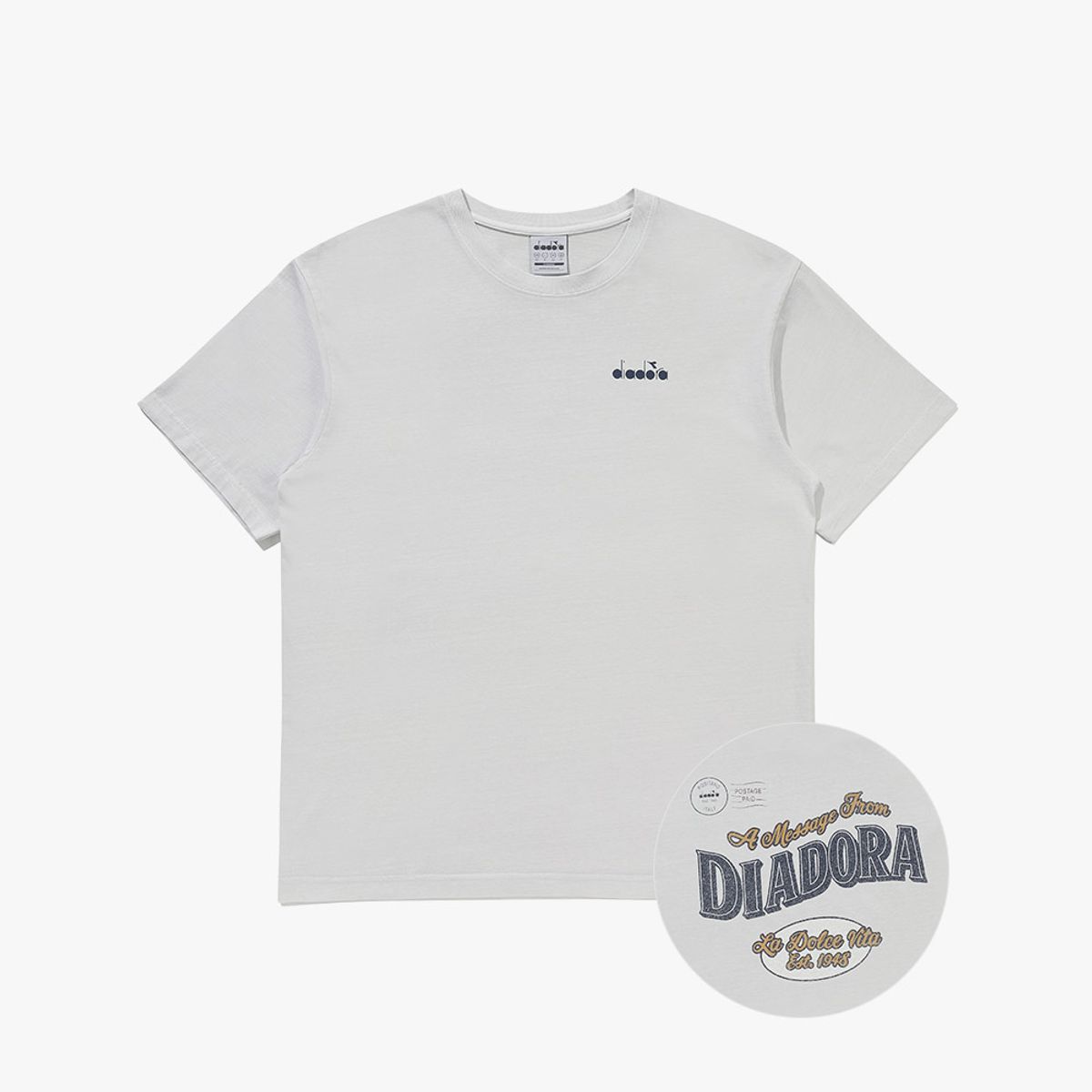 디아도라(diadora) 그래픽 피그먼트 다잉 반팔 티셔츠 GREY