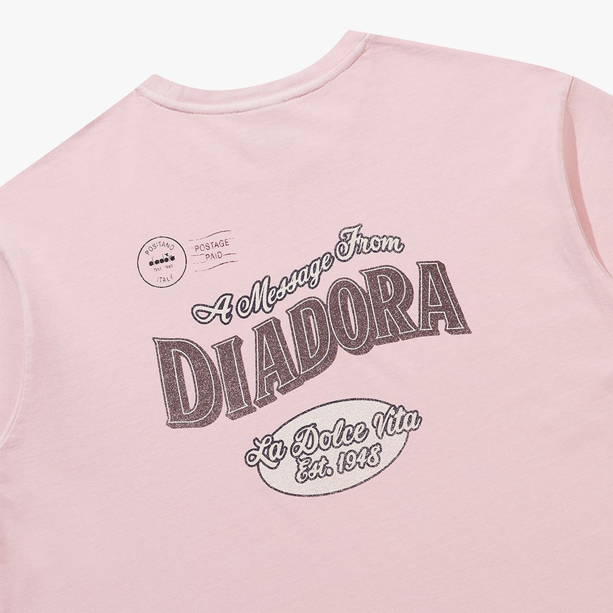 디아도라(diadora) 그래픽 피그먼트 다잉 반팔 티셔츠 PINK