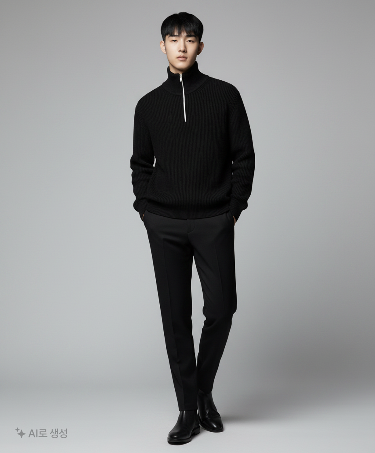 브루먼(BRUMAN) Half Zip-up Knit (Black) L