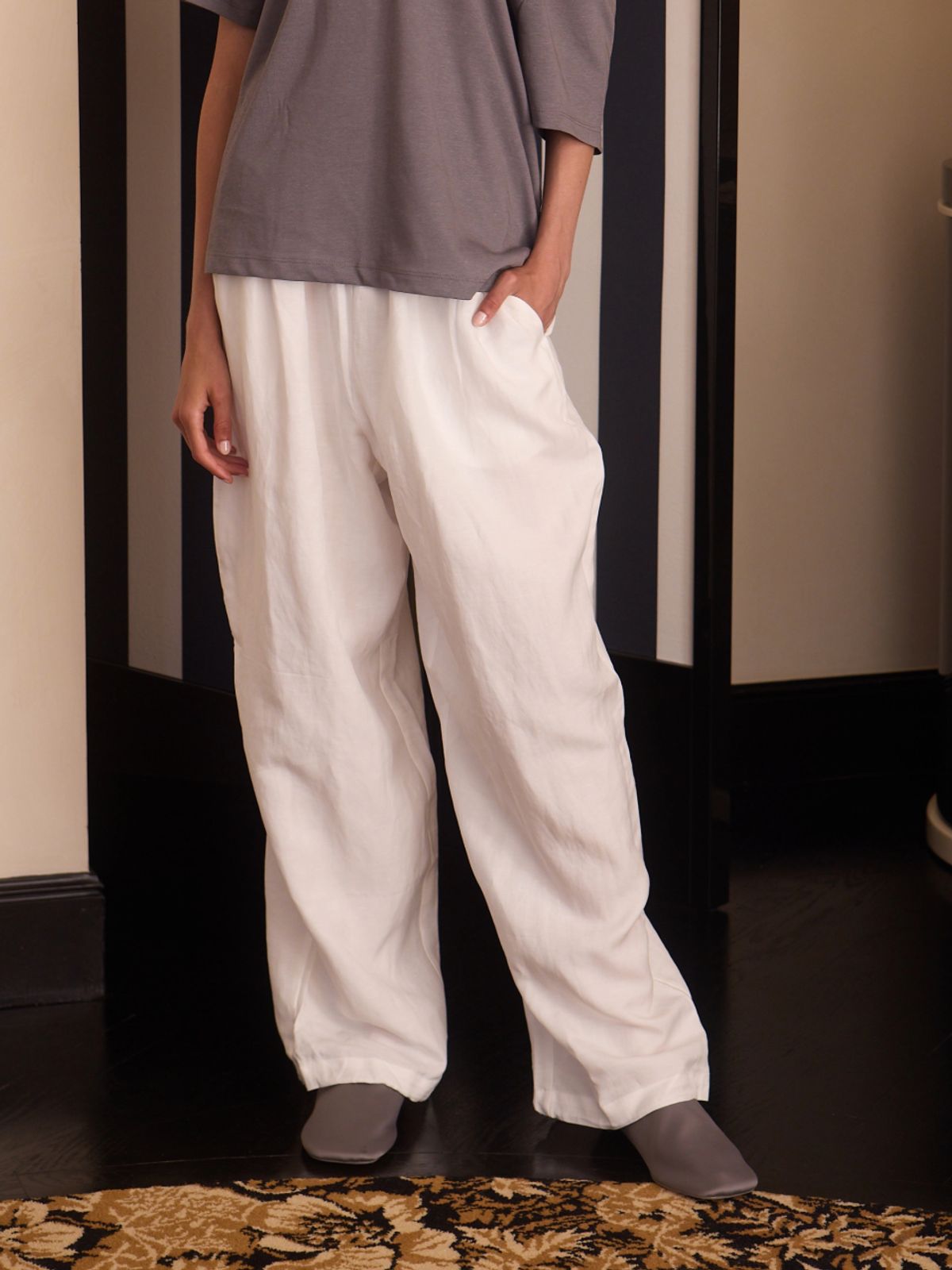 오프니스(OPENESS) Linen Shirring Pants