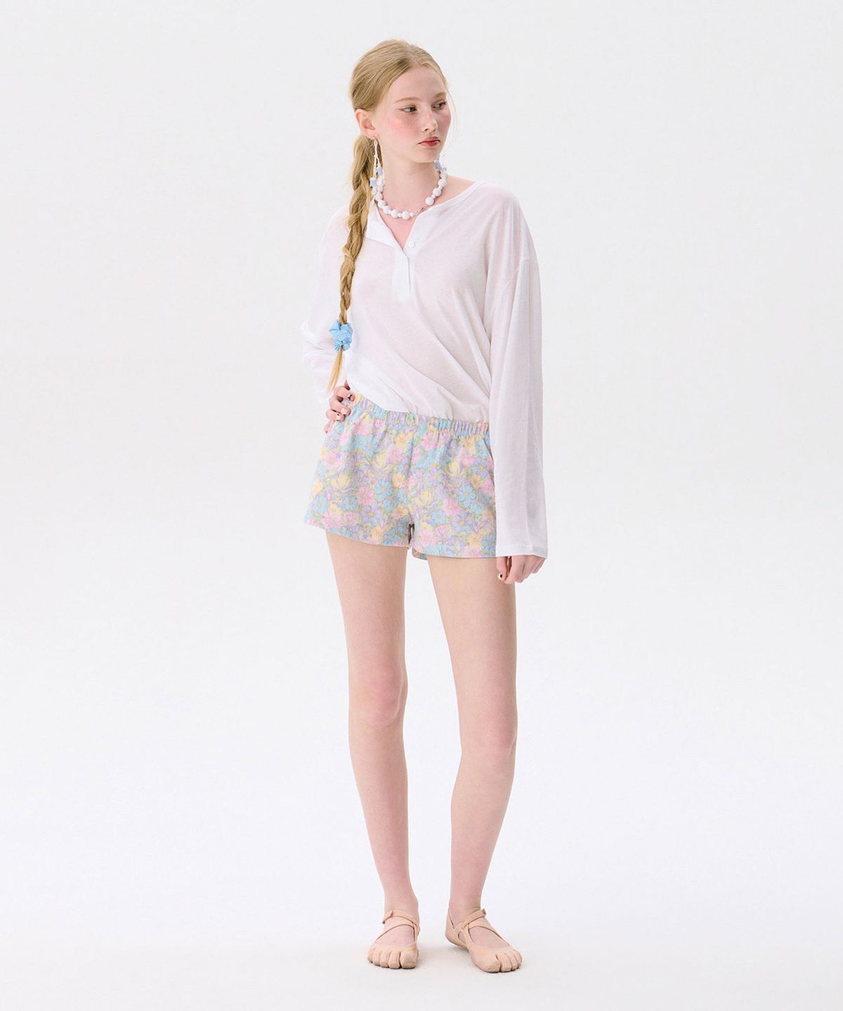 준준스페이스(JUNEJUNE SPACE) Flower Shorts_Purple(꽃무늬 반바지_퍼플)