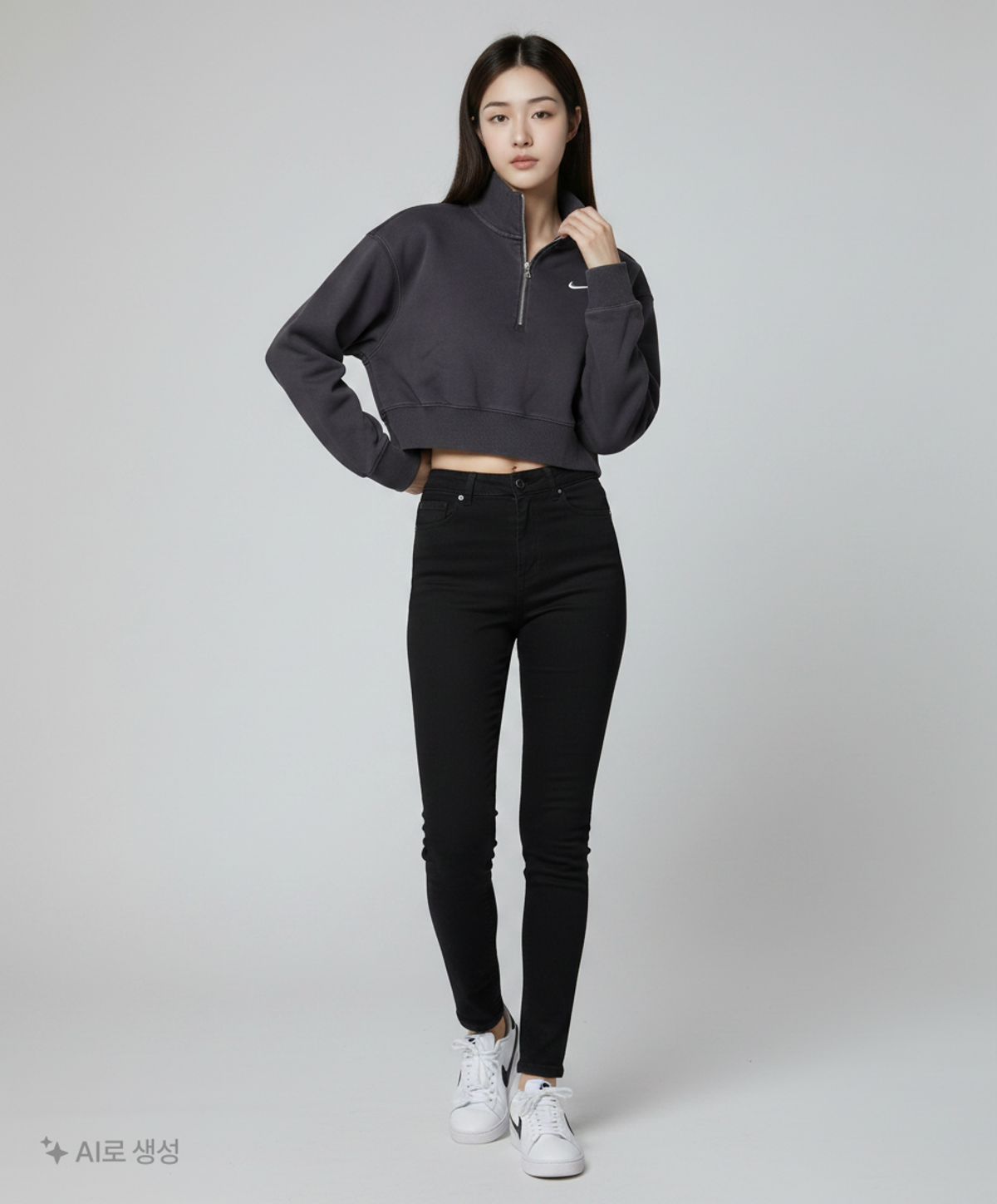 나이키(NIKE) 스포츠웨어 피닉스 플리스 풀집 크롭 W - 블랙:세일 / DQ5768-010 95