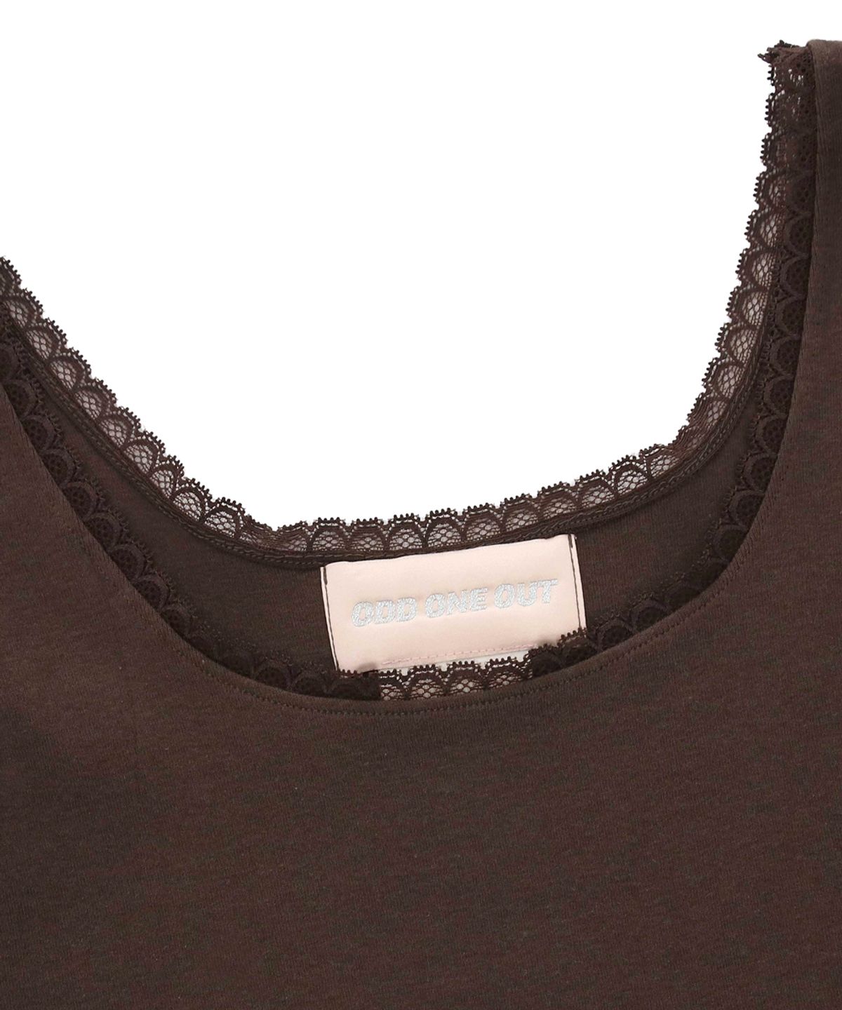 오드원아웃(ODDONEOUT) MONO LACE SLEEVELESS TOP BROWN