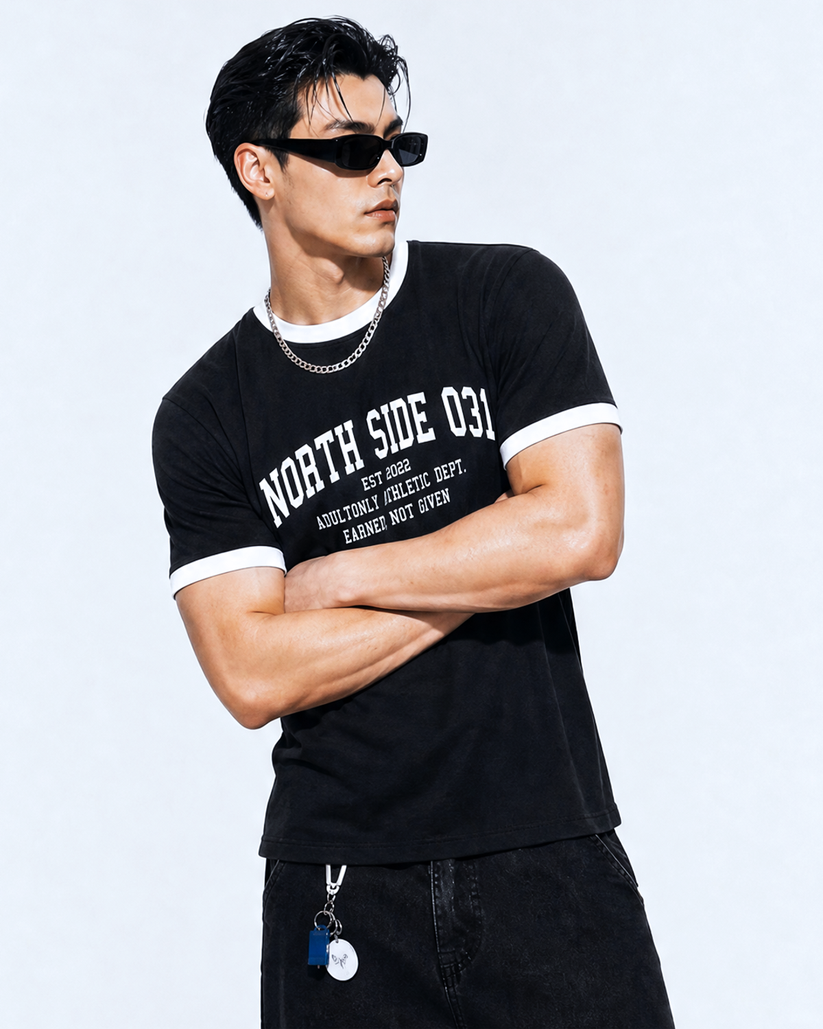 어덜트온리(ADULTONLY) 031북부 로고 링거 티셔츠 (BLACK)