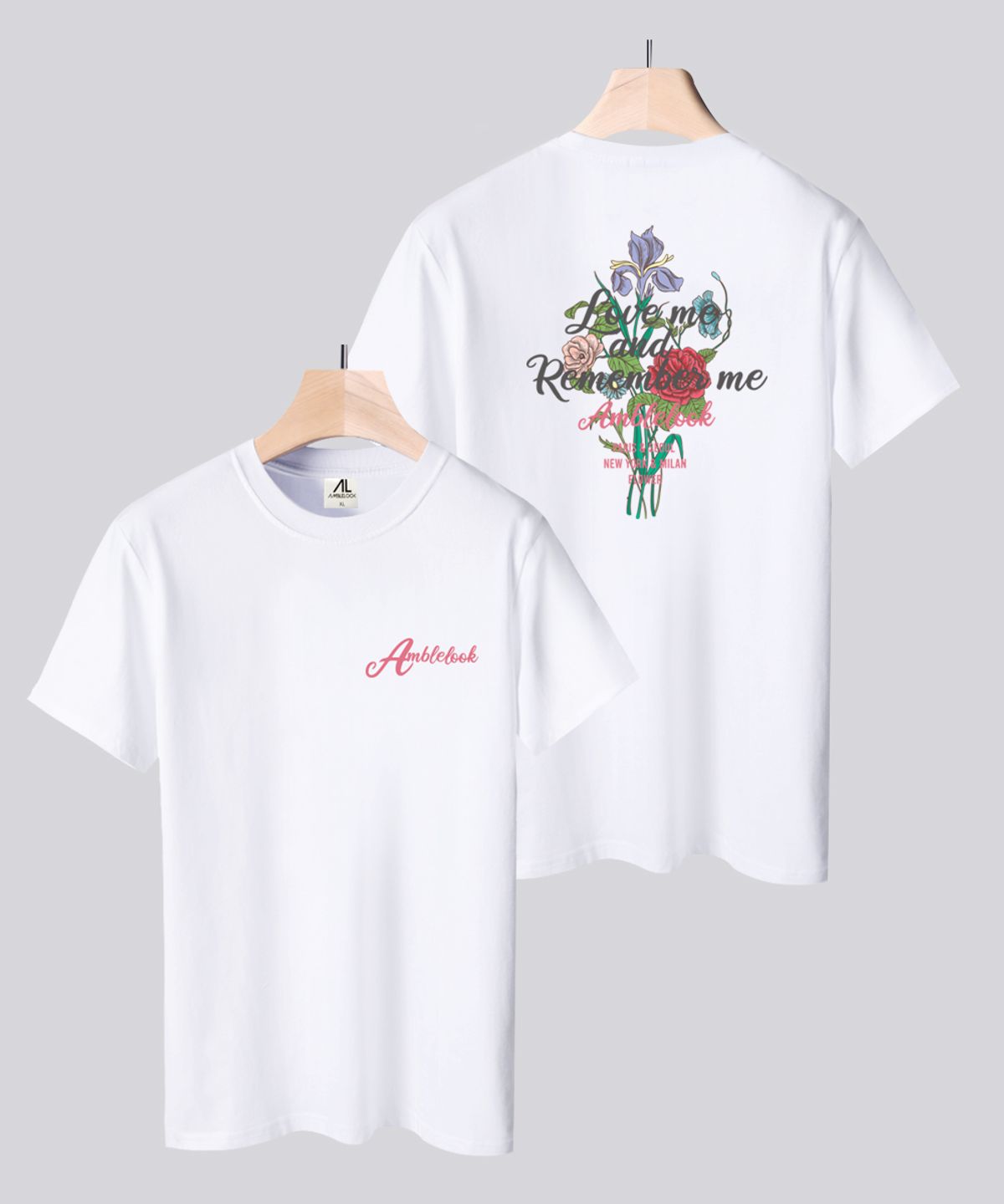엠블룩(AMBLELOOK) 프리미엄 면스판 반팔티셔츠 LOVE ME (5color)
