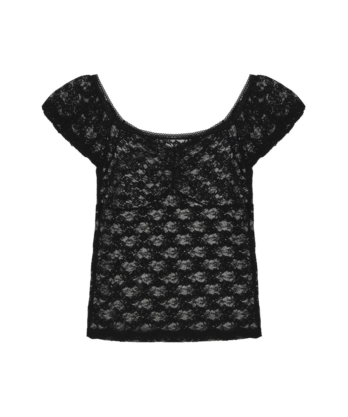 닉앤니콜(NICK&NICOLE) LACE SLEEVE BOAT NECK TOP_BLACK