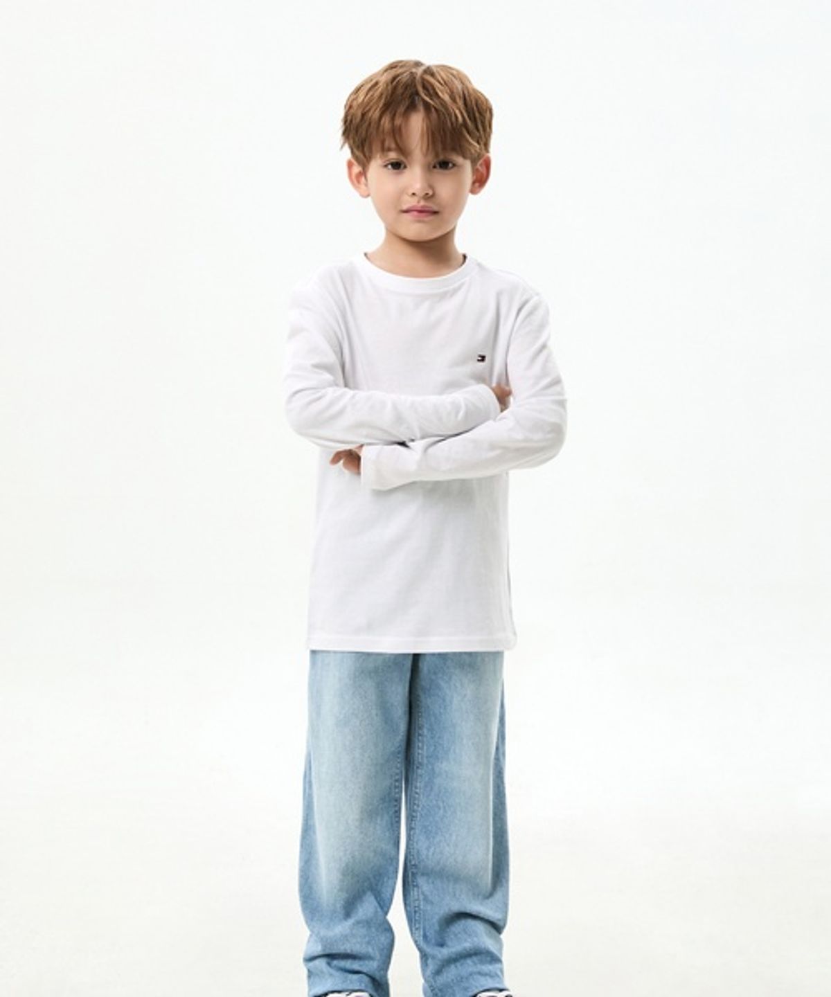 타미힐피거 키즈(TOMMY HILFIGER KIDS) 2PACK 긴팔 티셔츠 (라이트 그레이/화이트)
