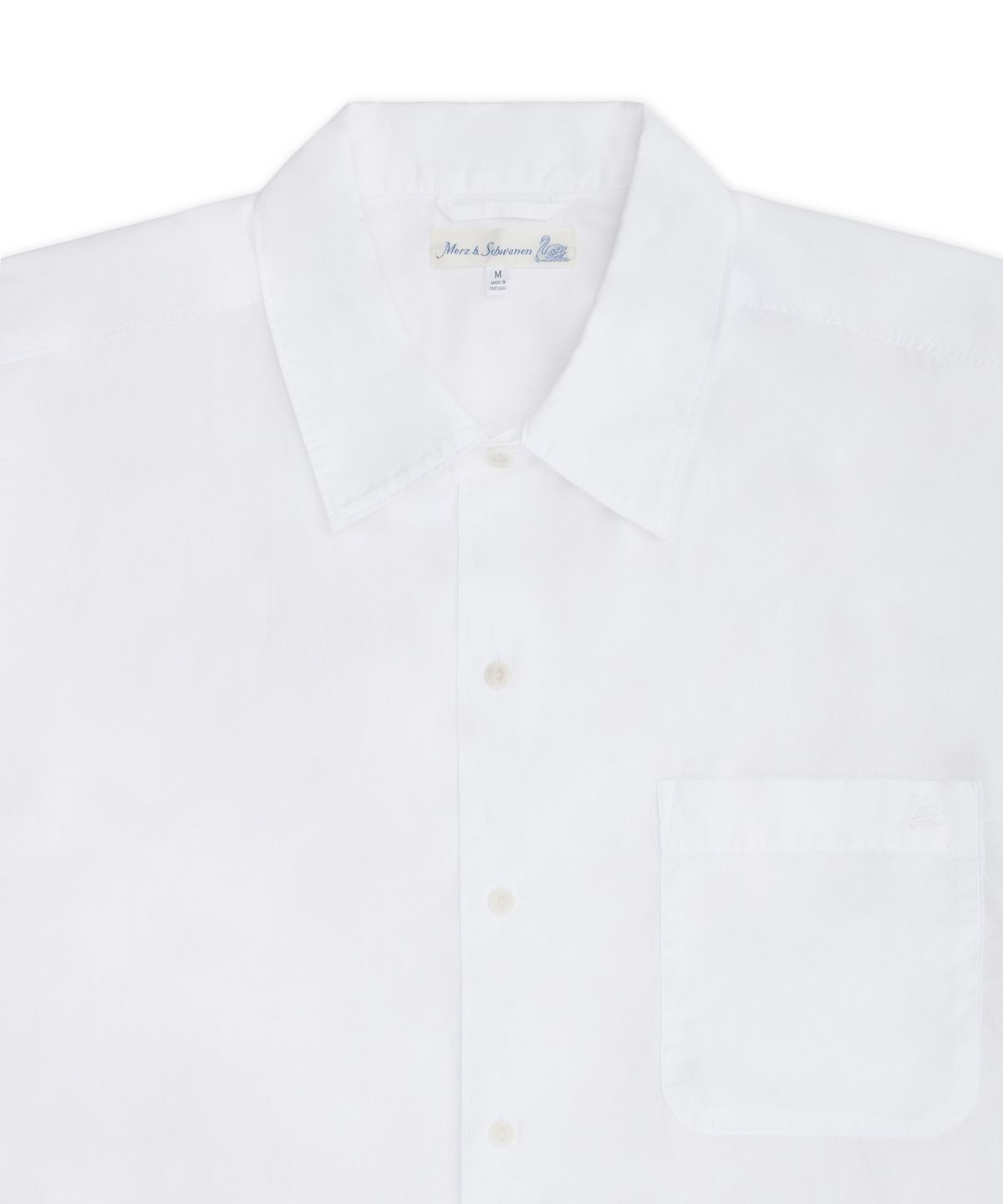 메르츠 비 슈바넨(MERZ B. SCHWANEN) 라이트웨이트 포플린 볼링 캐주얼 셔츠 - 화이트 / SHIRT09LP
