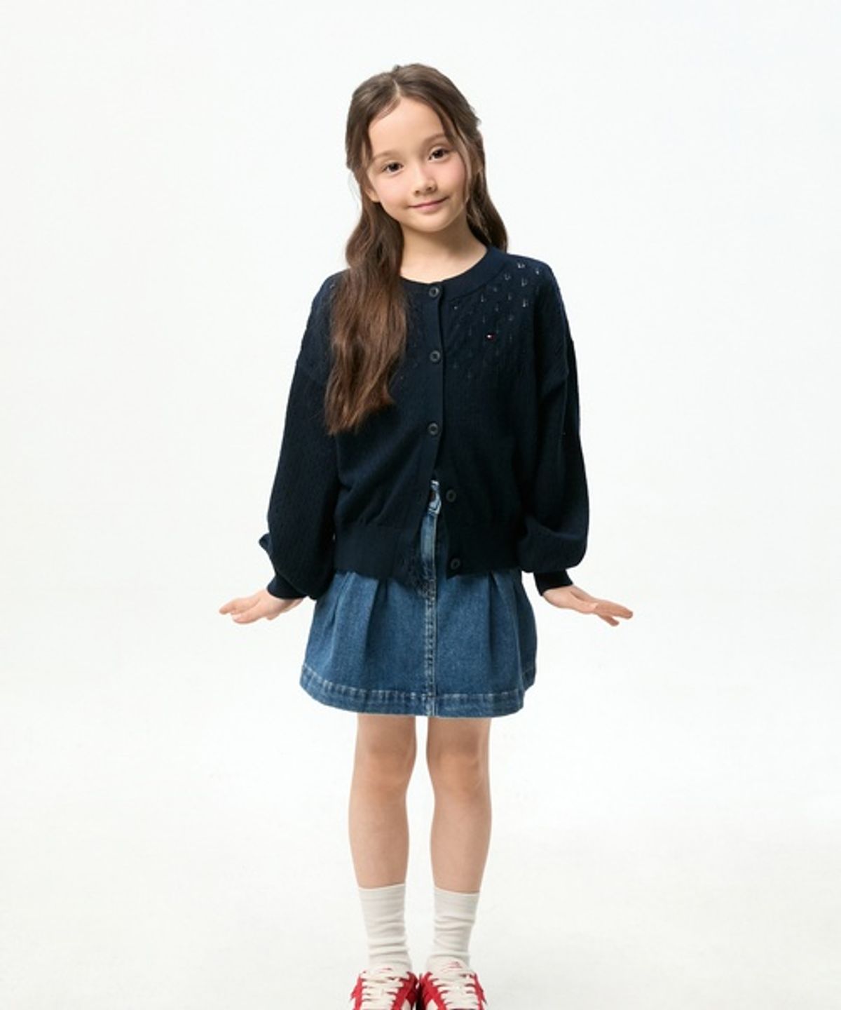 타미힐피거 키즈(TOMMY HILFIGER KIDS) 로고 포인텔 가디건