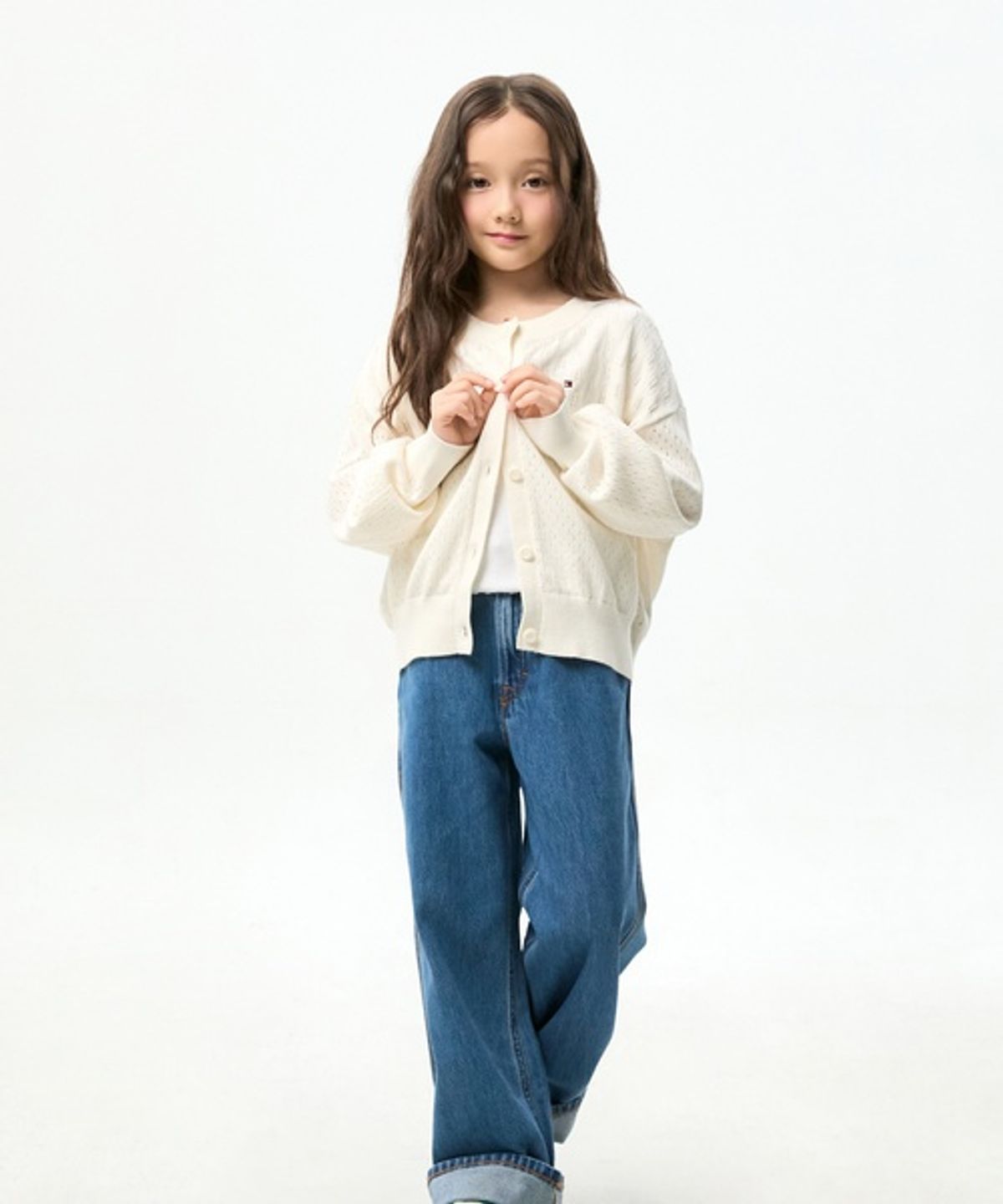 타미힐피거 키즈(TOMMY HILFIGER KIDS) 로고 포인텔 가디건