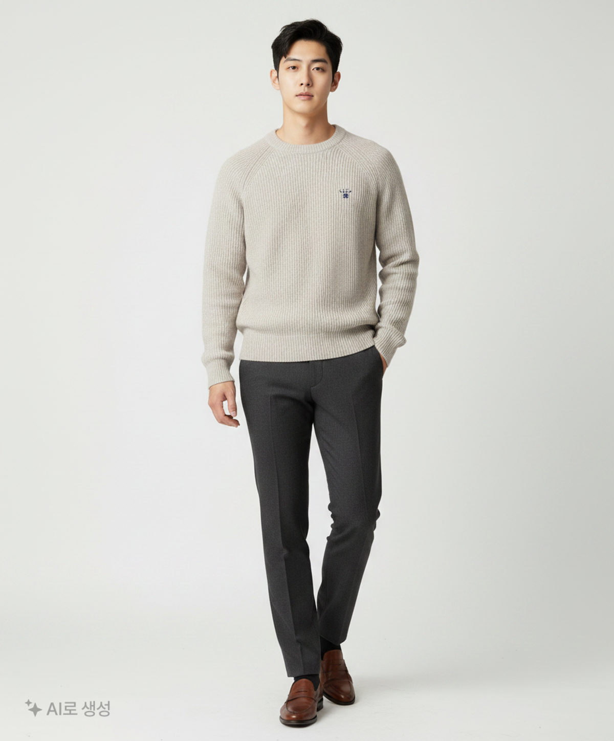 에이카화이트(AECA) CLOVER OVERSIZE WOOL KNIT-GREY L