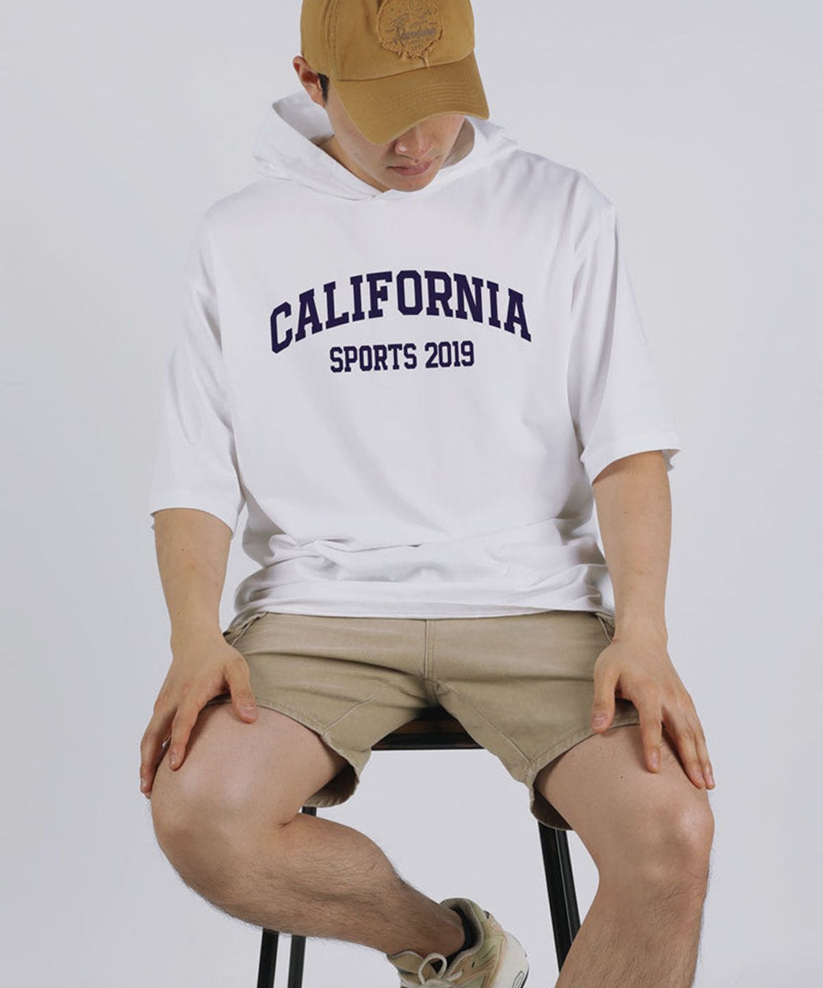 엠블룩(AMBLELOOK) 프리미엄 면스판 후드반팔티 CALIFORNIA (4color)