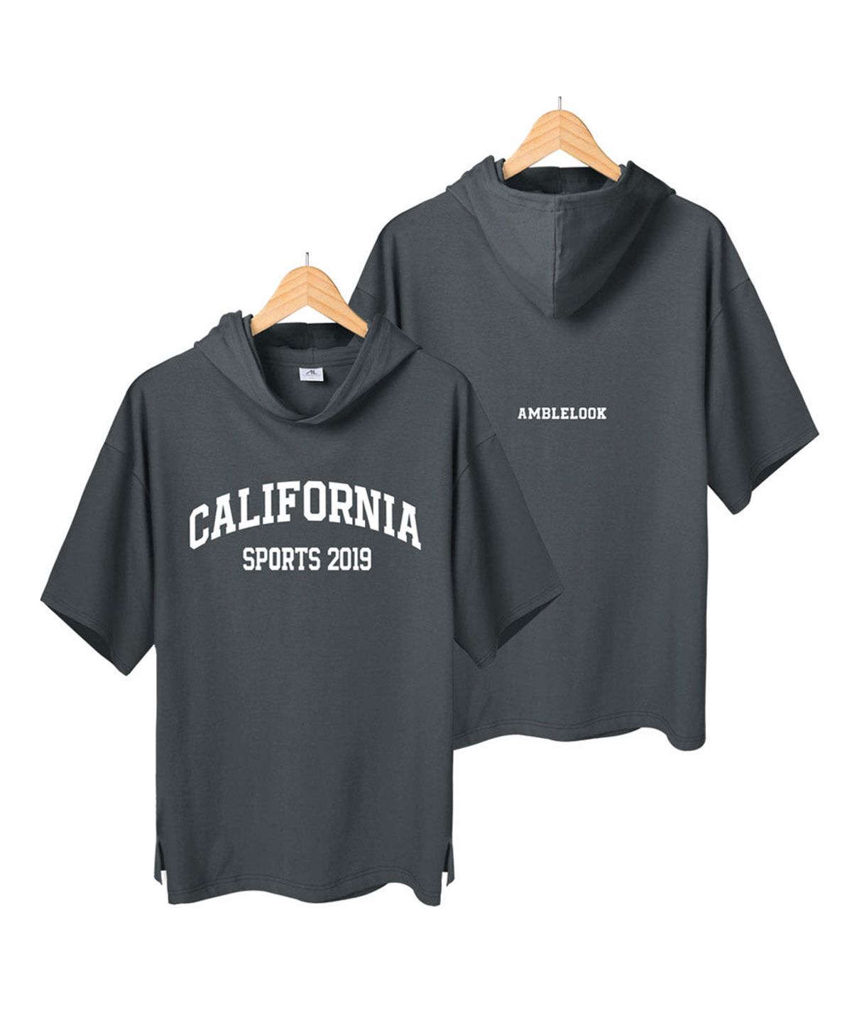 엠블룩(AMBLELOOK) 프리미엄 면스판 후드반팔티 CALIFORNIA (4color)