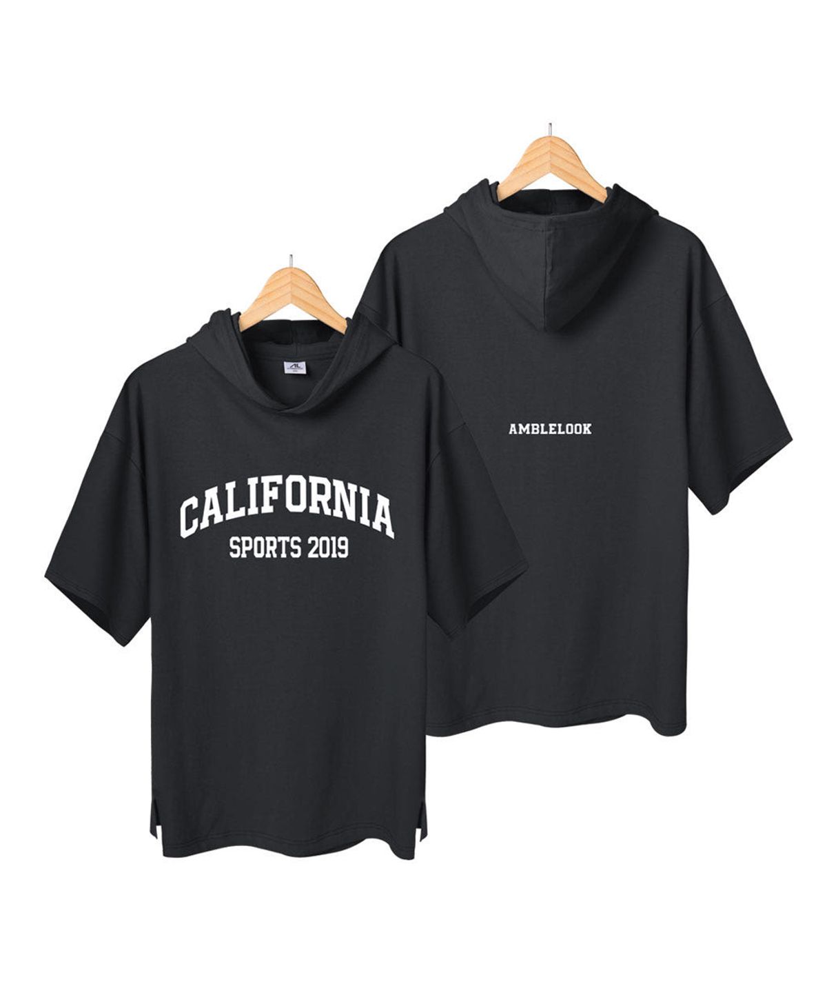 엠블룩(AMBLELOOK) 프리미엄 면스판 후드반팔티 CALIFORNIA (4color)