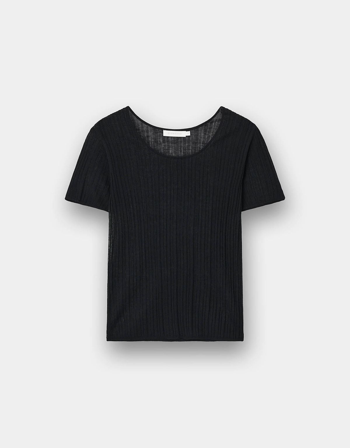 지오다노(GIORDANO) 16gg 립 U넥 시어 반팔 니트 스웨터 356902 [2color]