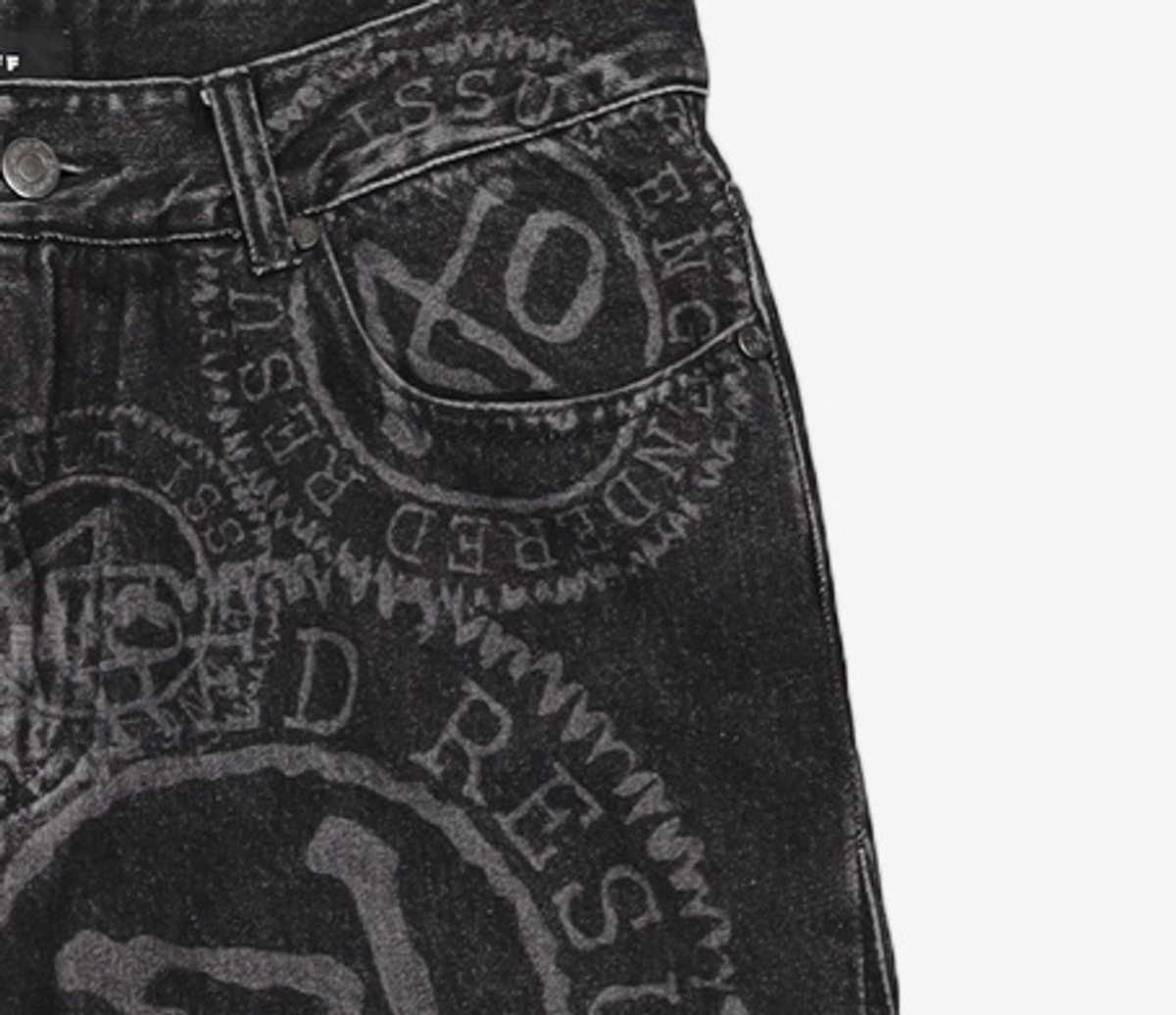 애드오프(ADDOFF) LOGO PRINTED DENIM PANTS BLACK M