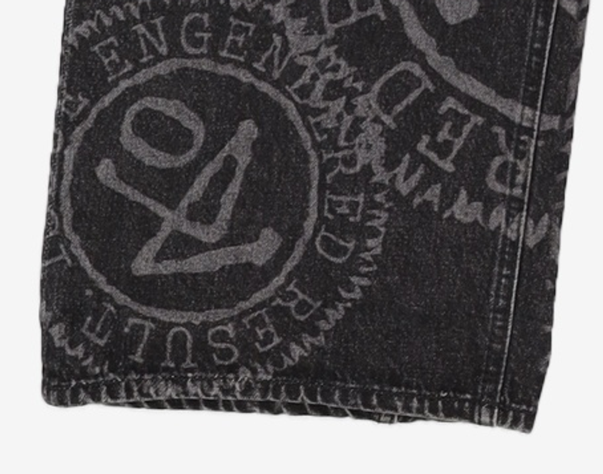 애드오프(ADDOFF) LOGO PRINTED DENIM PANTS BLACK M