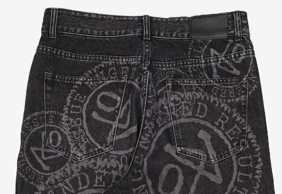 애드오프(ADDOFF) LOGO PRINTED DENIM PANTS BLACK M