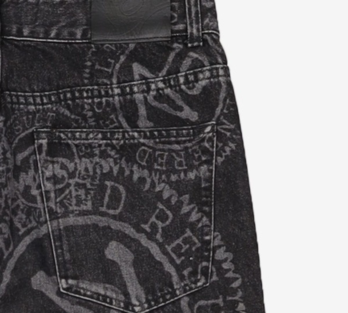 애드오프(ADDOFF) LOGO PRINTED DENIM PANTS BLACK M